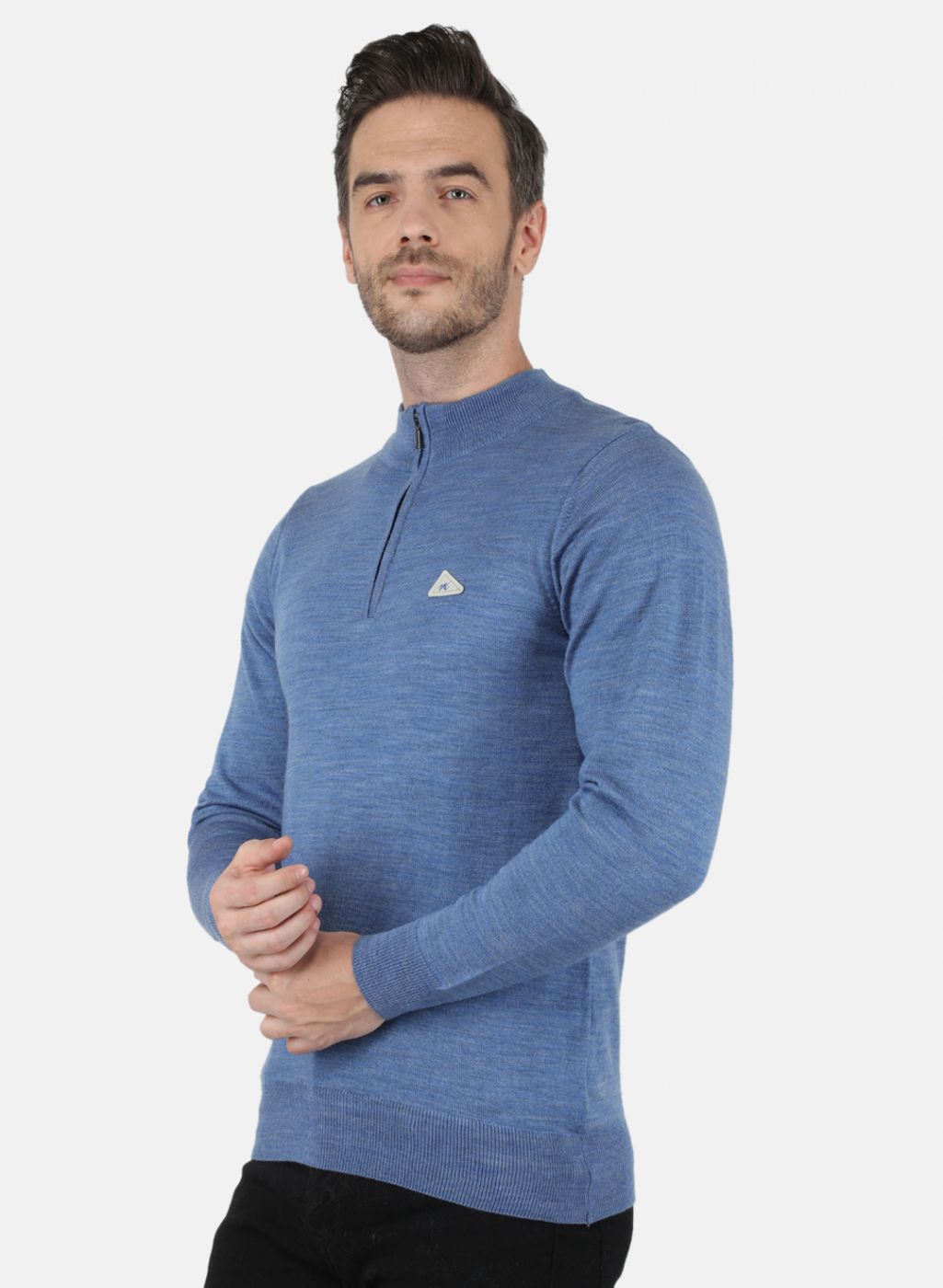 Men Blue Solid Pullover