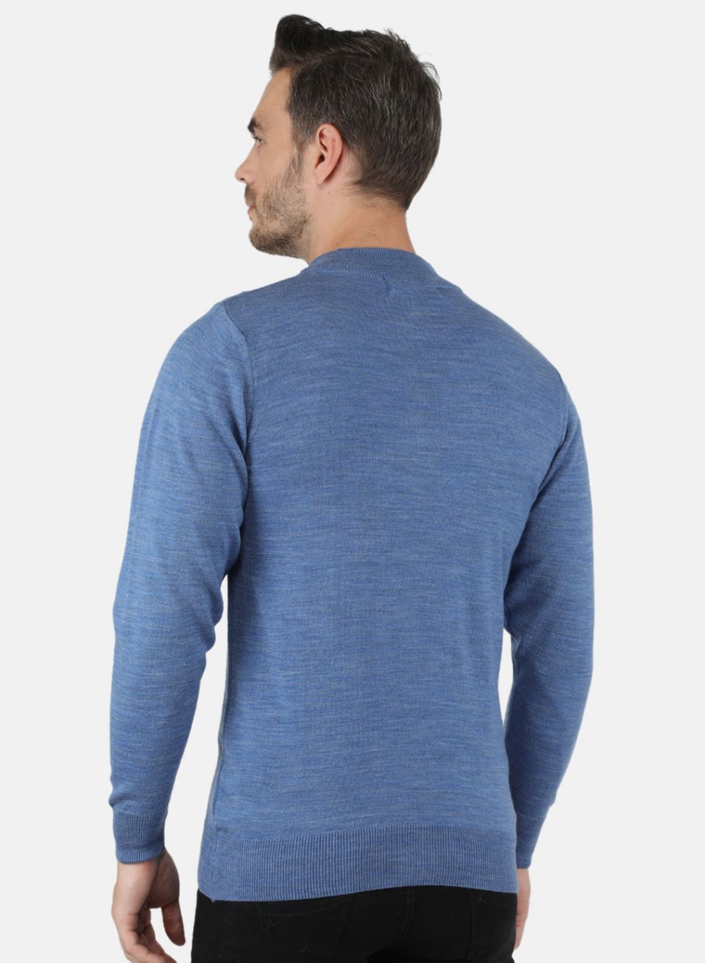 Men Blue Solid Pullover