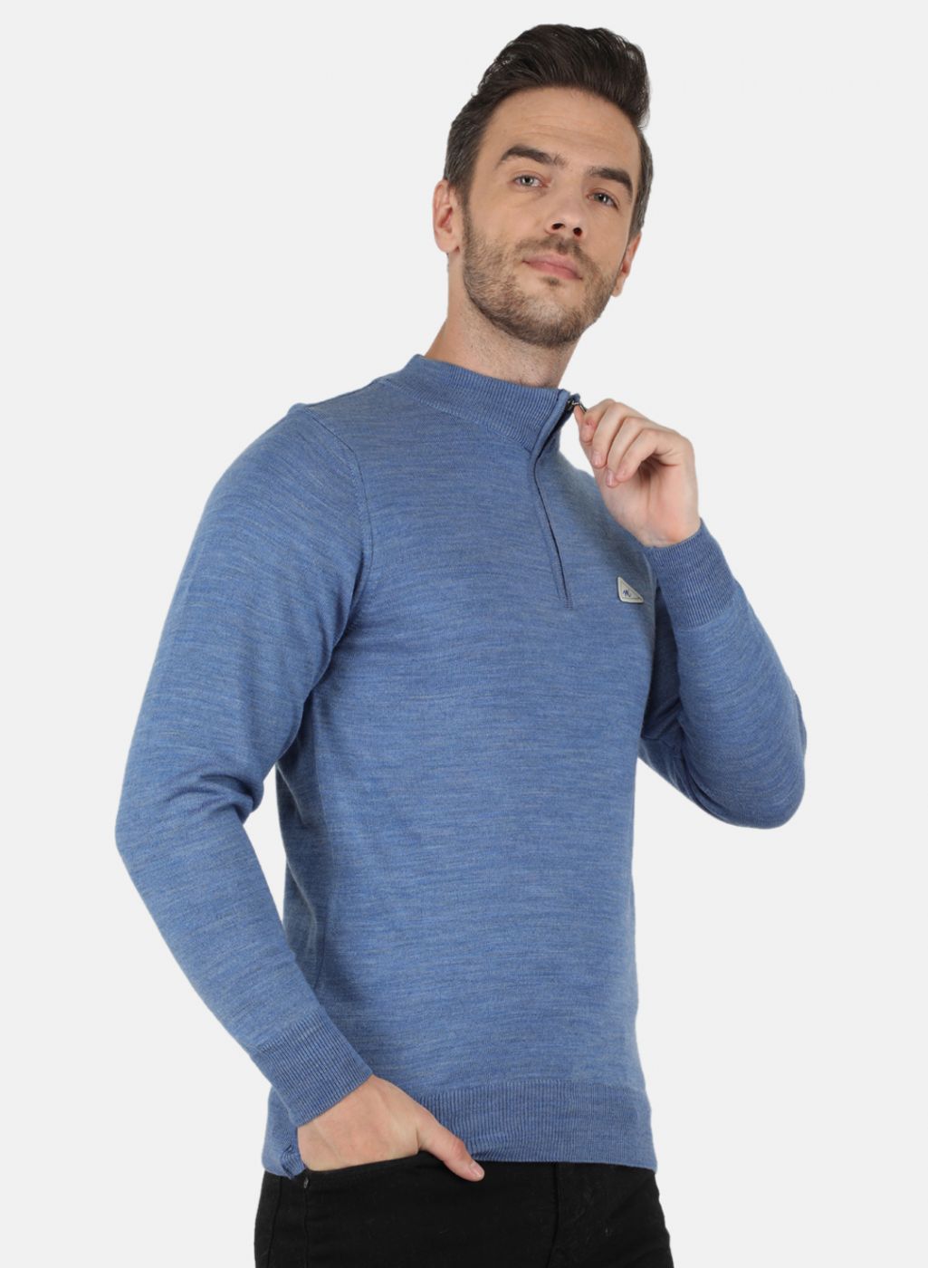 Men Blue Solid Pullover