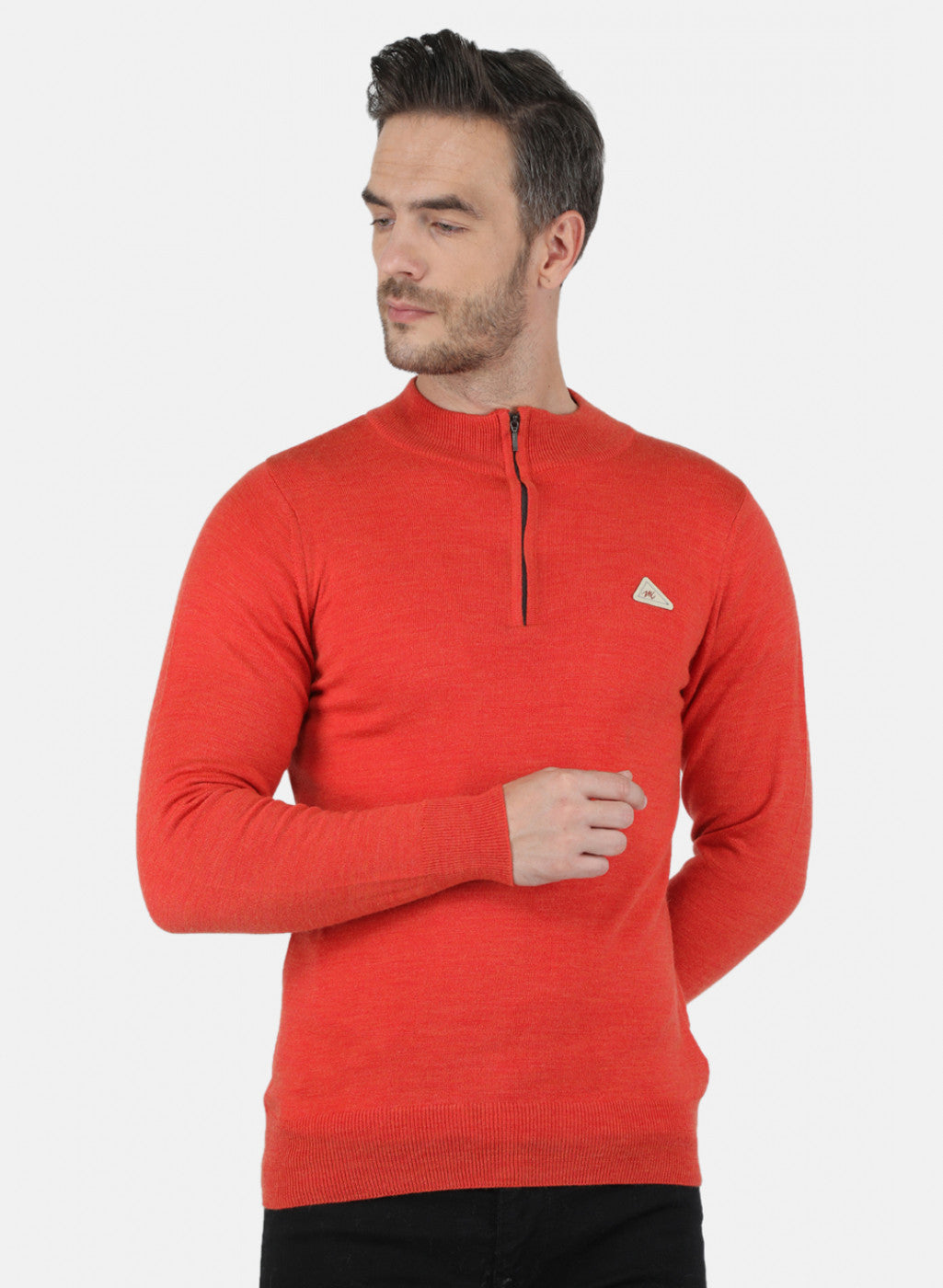 Men Orange Solid Pullover