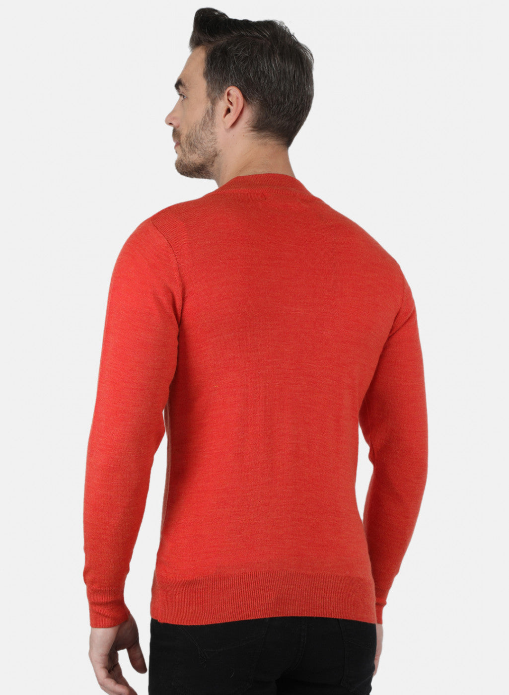 Men Orange Solid Pullover