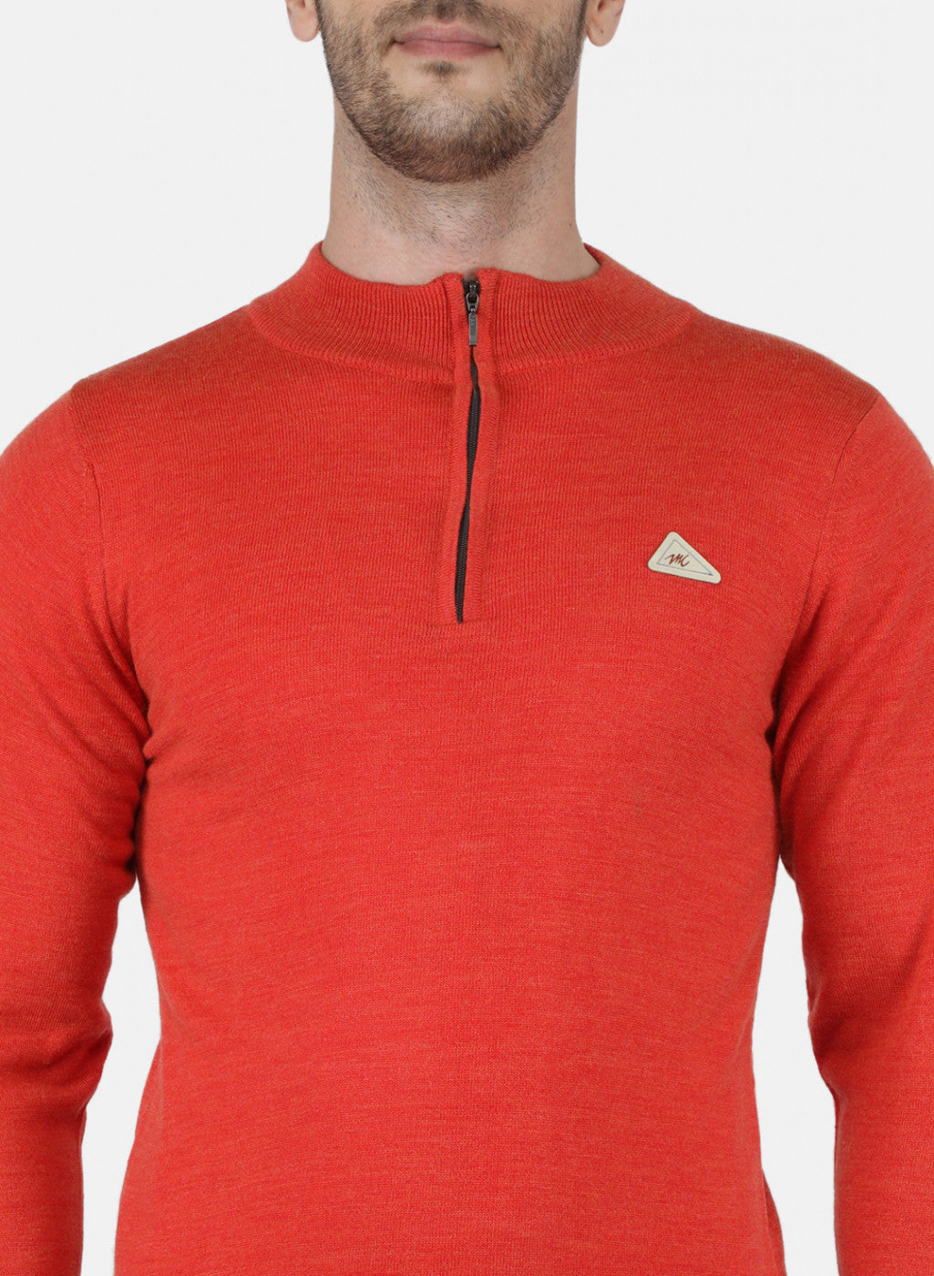 Men Orange Solid Pullover