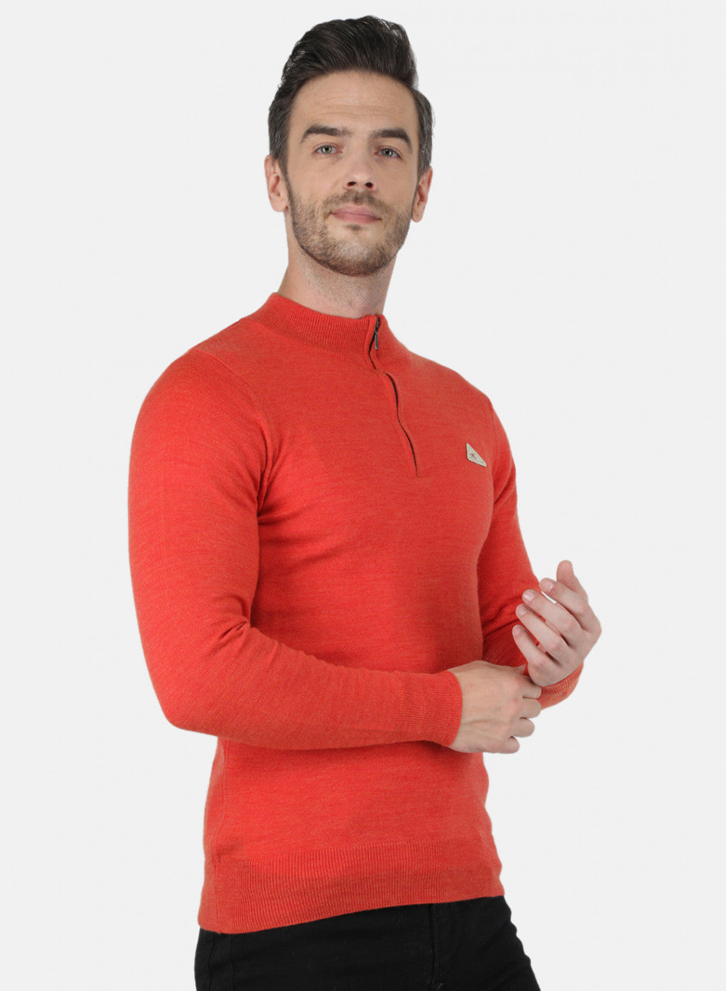 Men Orange Solid Pullover