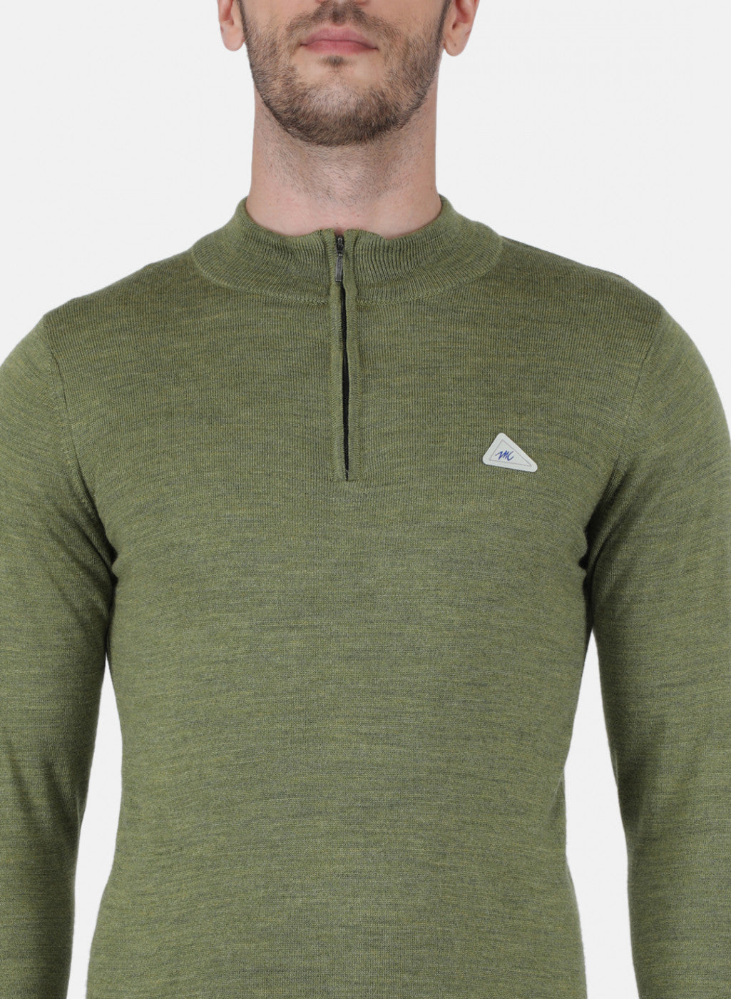 Men Olive Solid Pullover