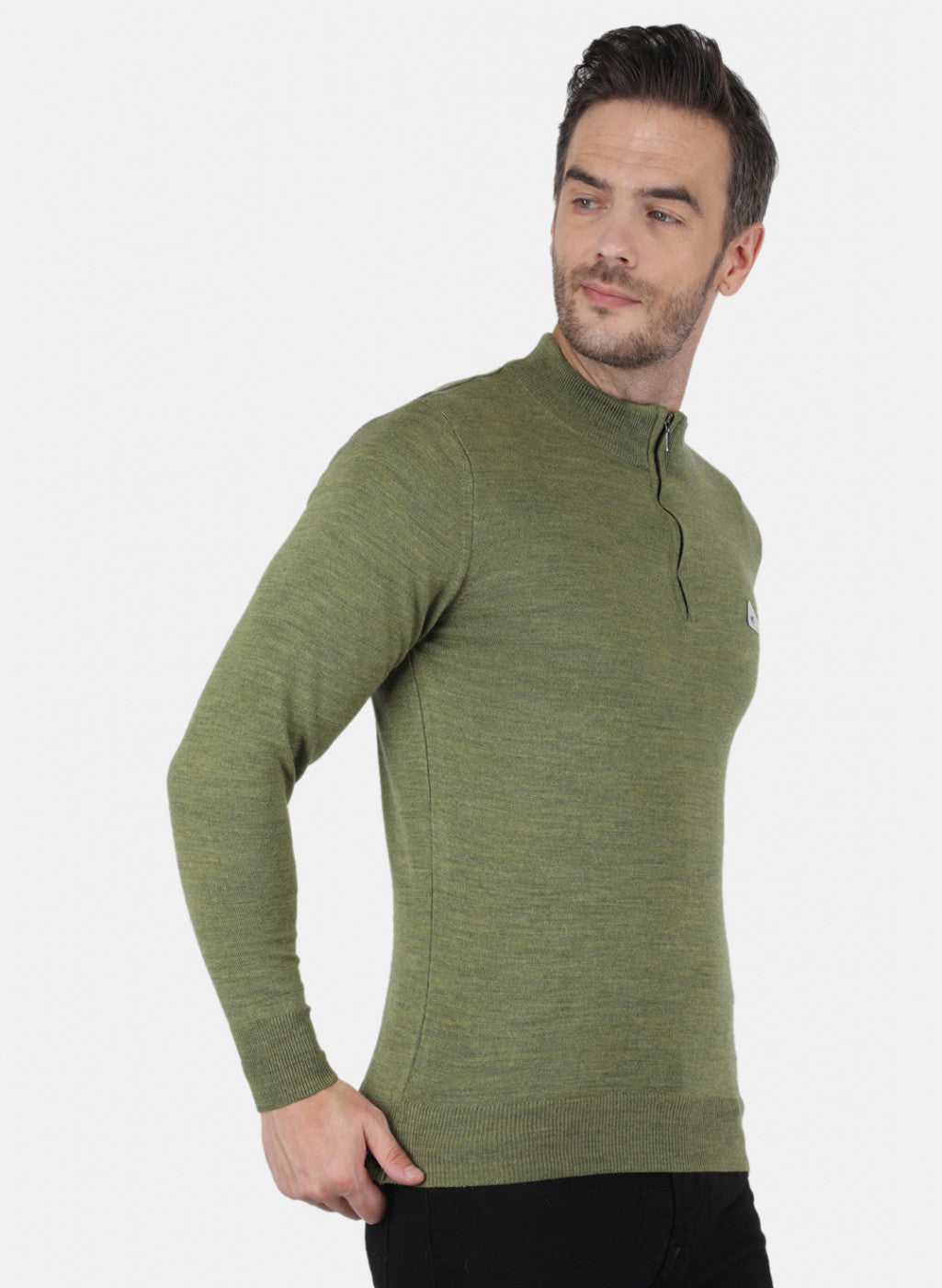 Men Olive Solid Pullover