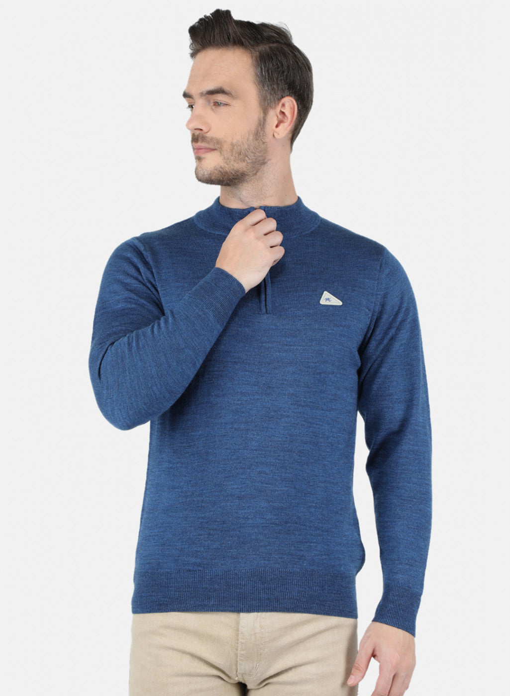 Men Blue Solid Pullover