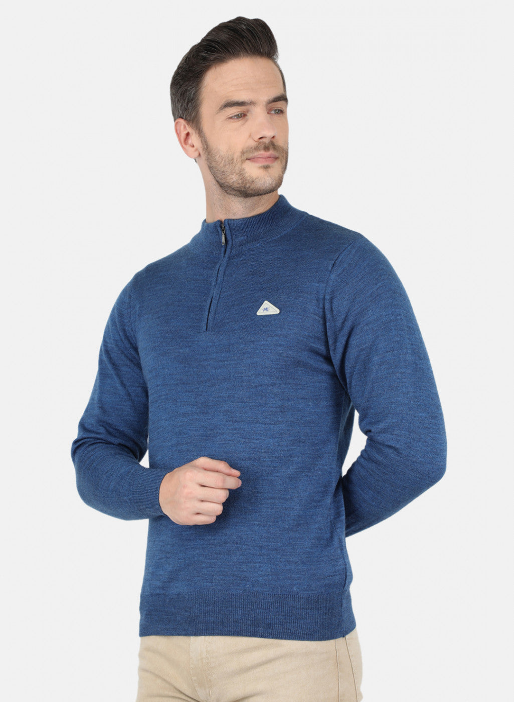 Men Blue Solid Pullover