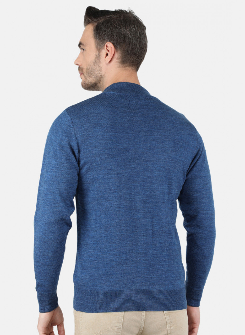 Men Blue Solid Pullover