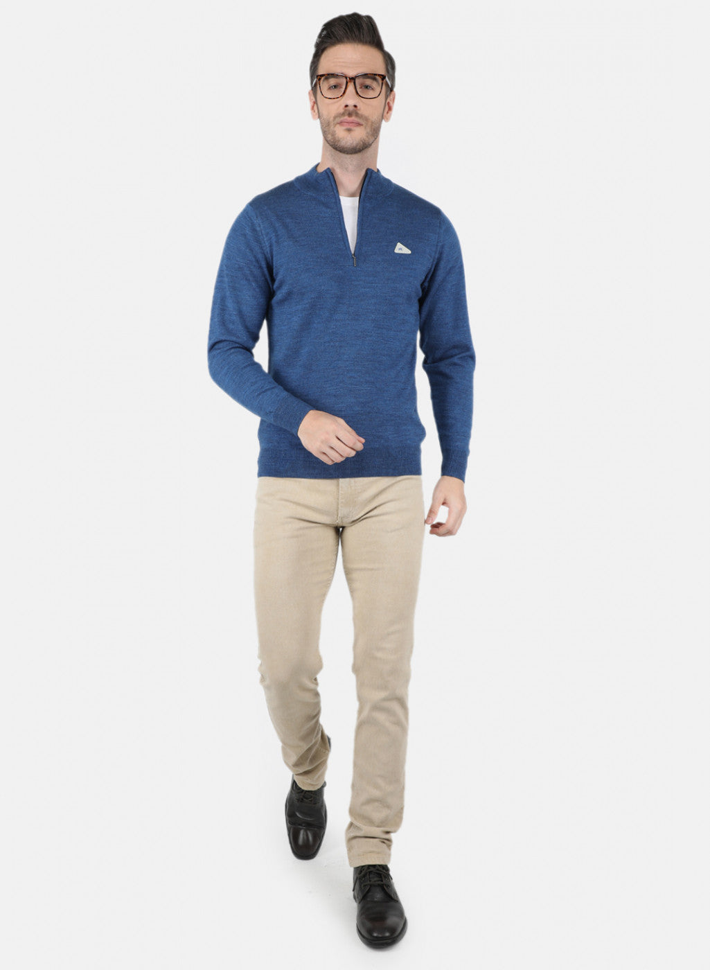 Men Blue Solid Pullover