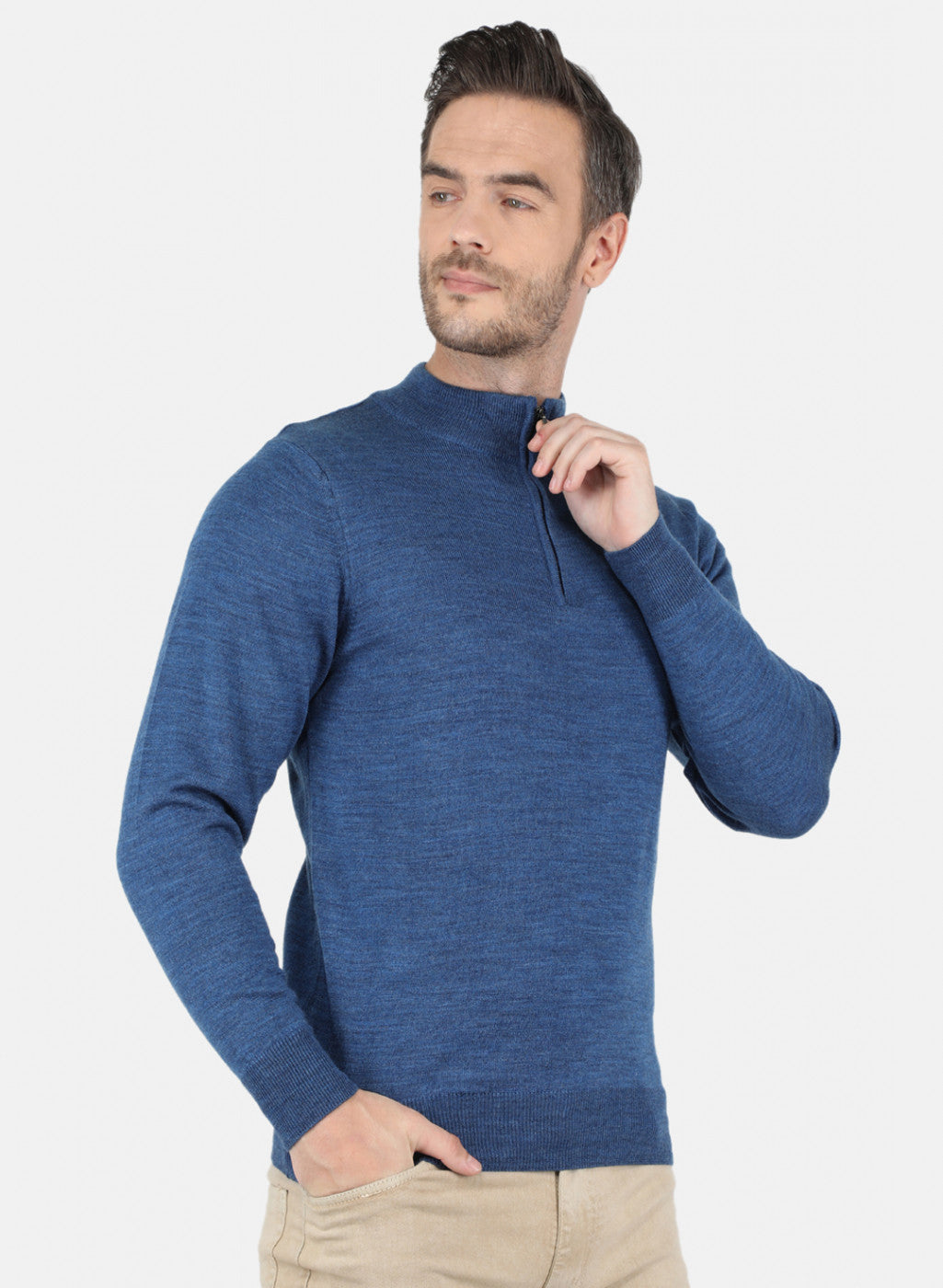 Men Blue Solid Pullover