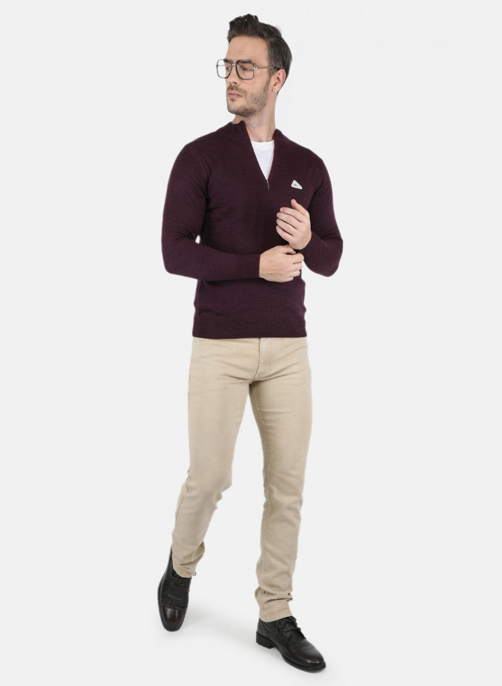 Men Purple Solid Pullover