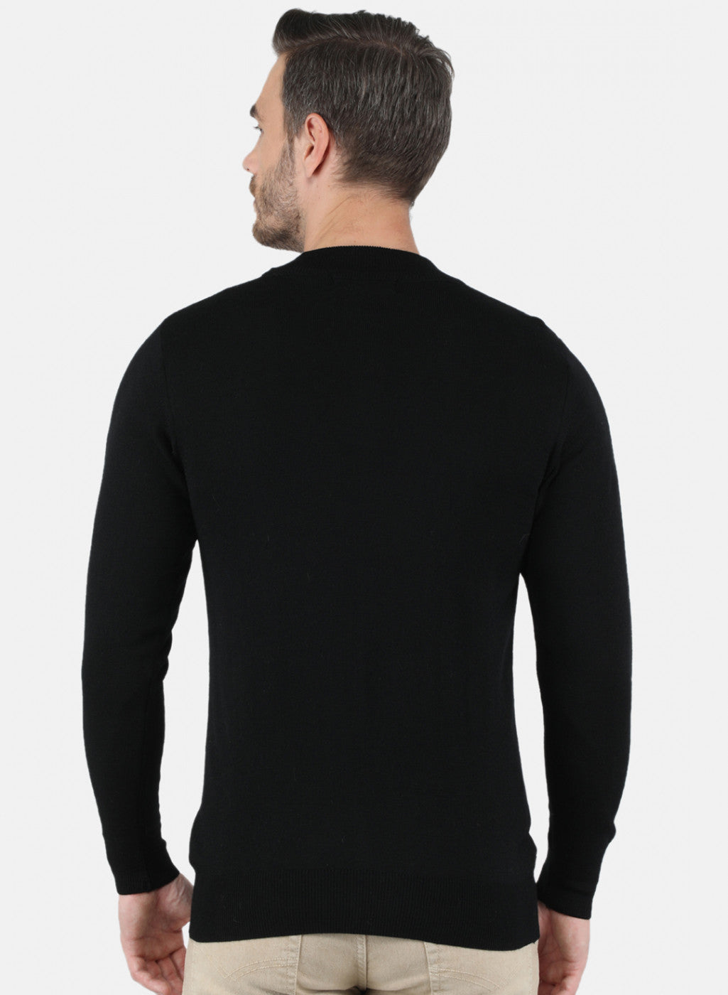 Men Black Solid Pullover