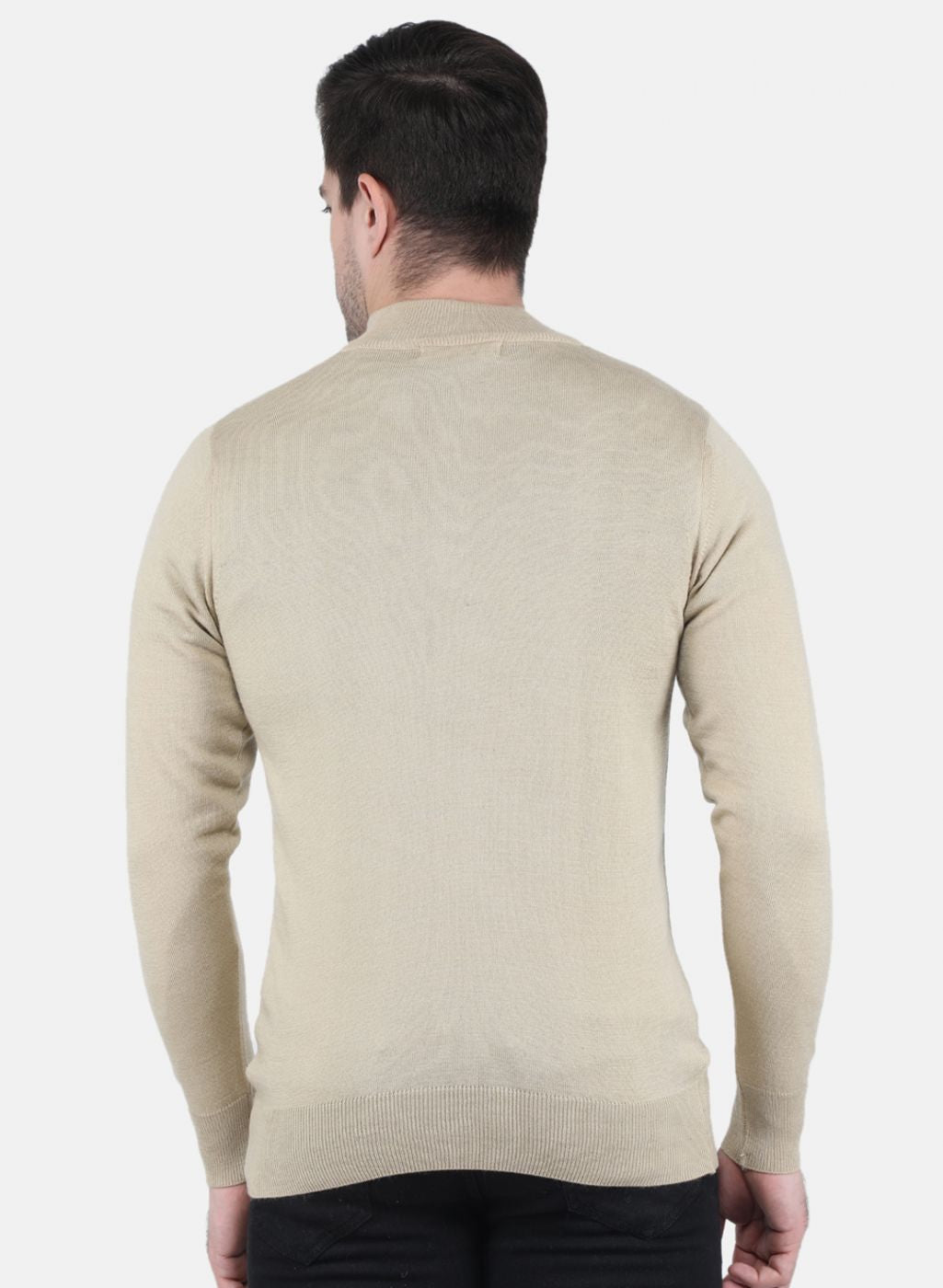 Men Beige Solid Pullover