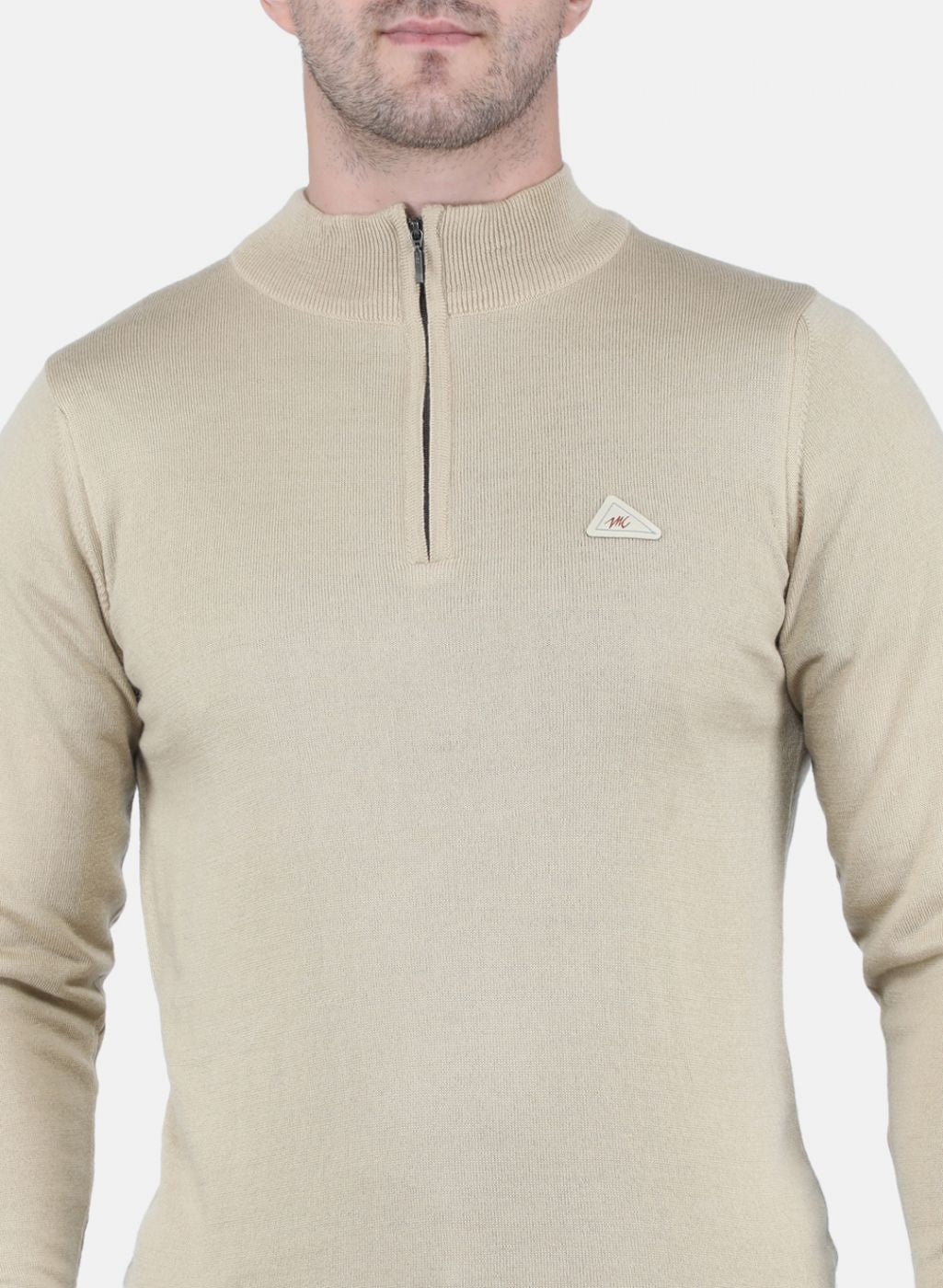 Men Beige Solid Pullover