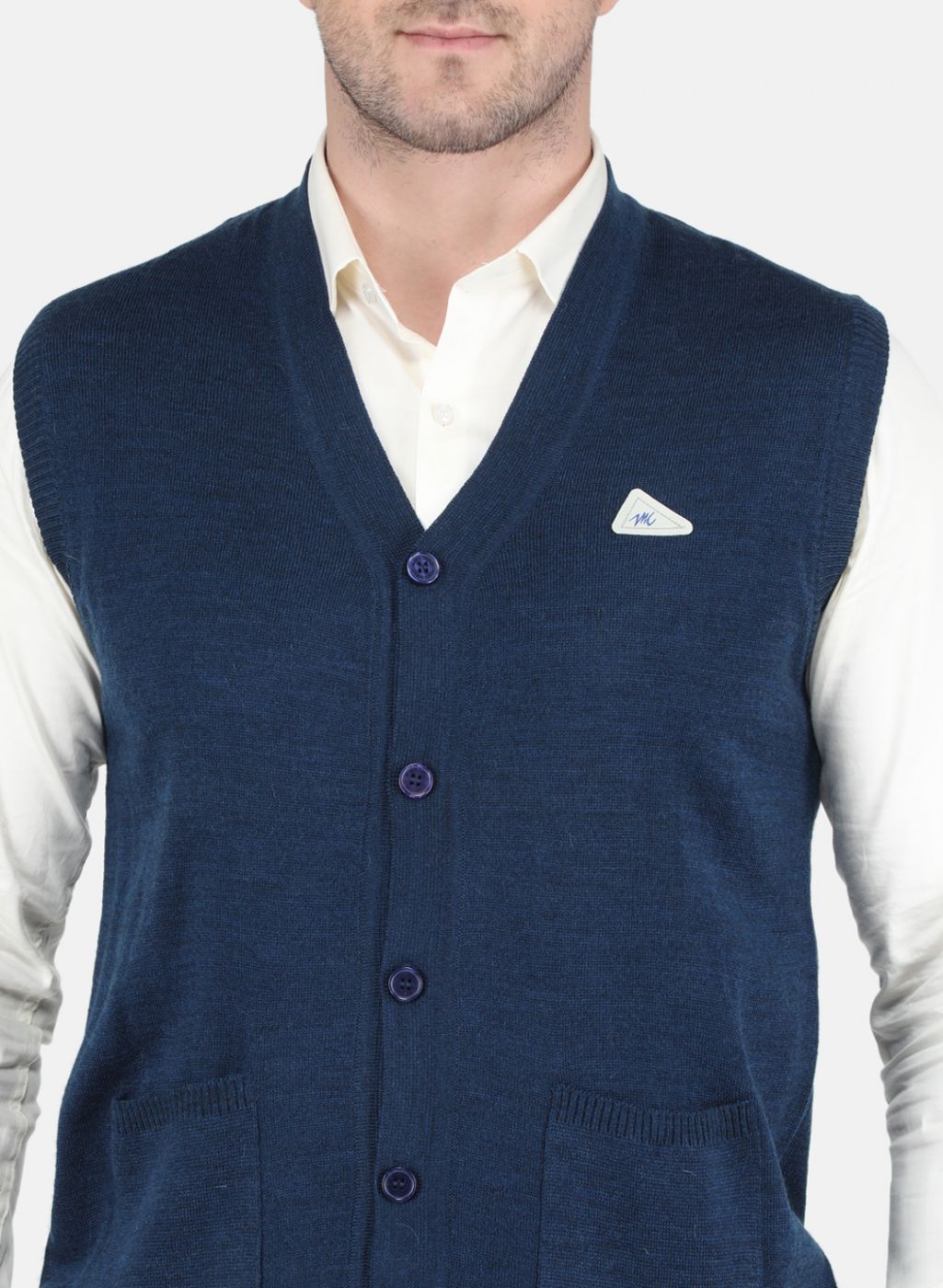 Men NAvy Blue Solid Cardigan