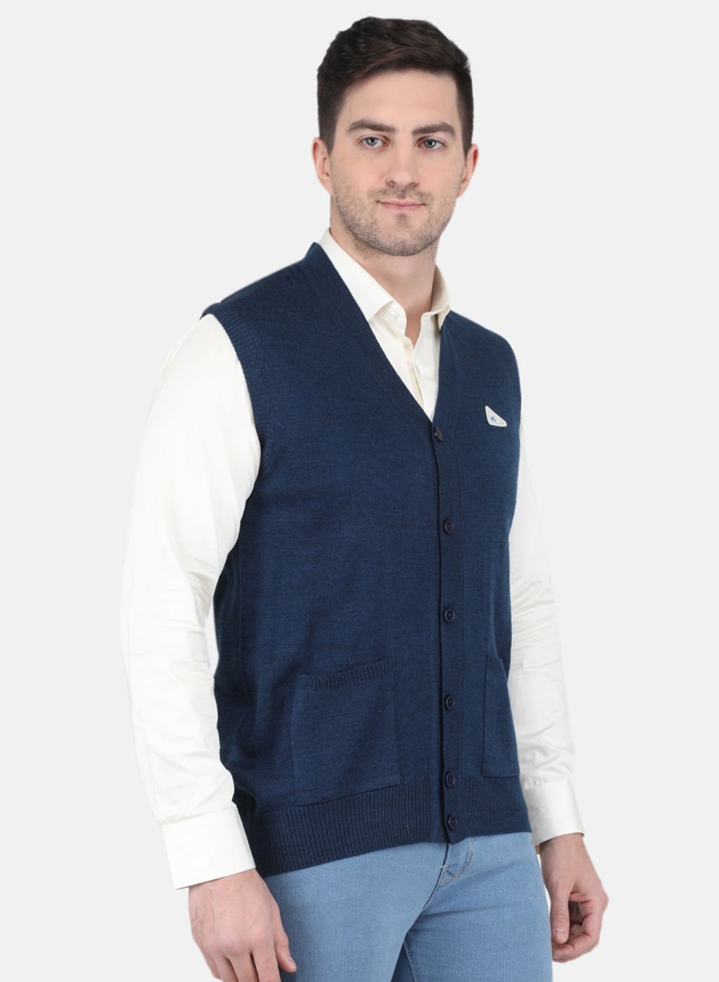 Men NAvy Blue Solid Cardigan