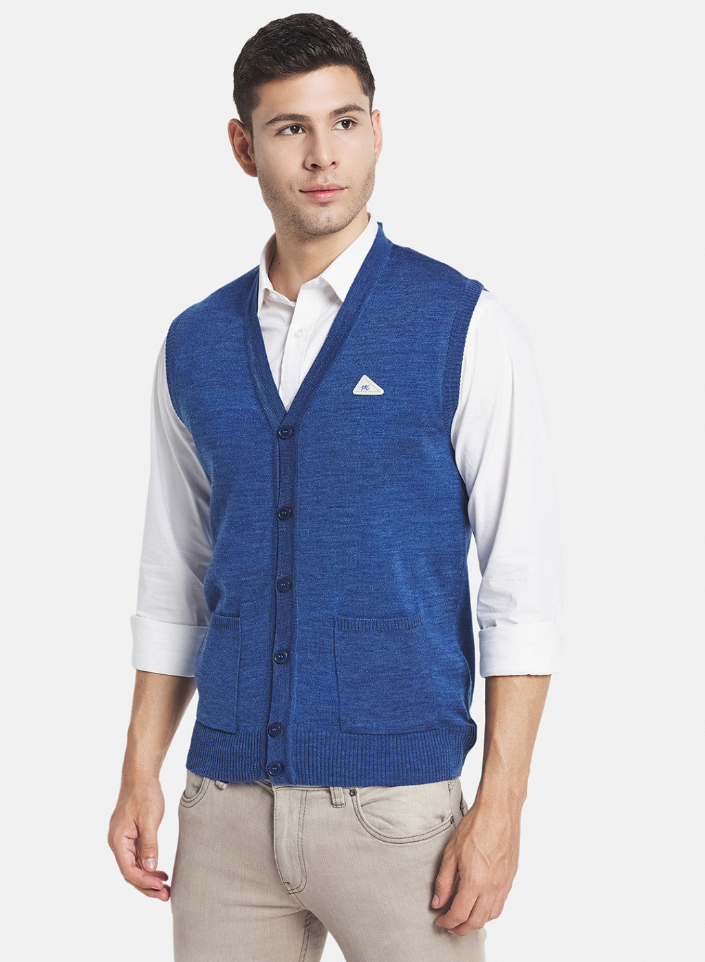 Men Blue Solid Cardigan