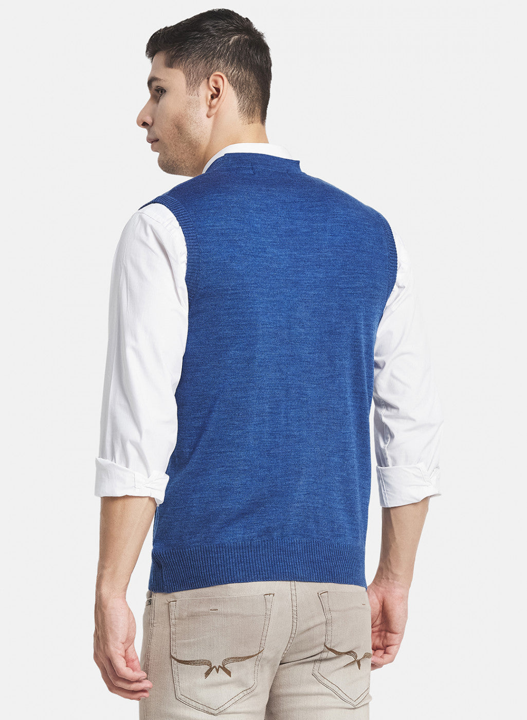 Men Blue Solid Cardigan