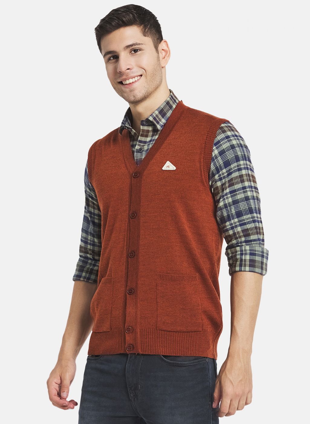 Men Brown Solid Cardigan