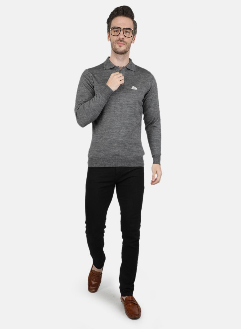 Men Grey Solid T-Shirt