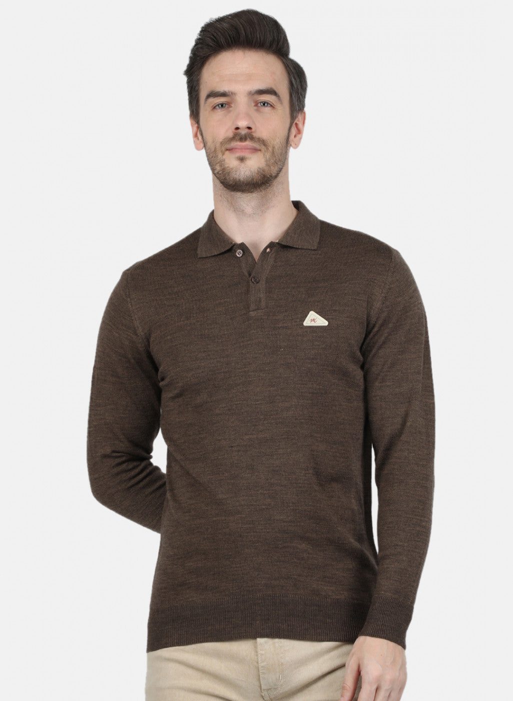 Men Brown Solid T-Shirt