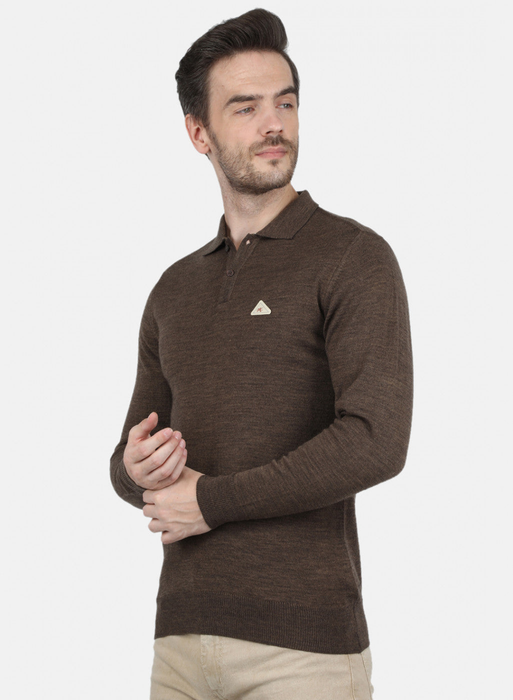 Men Brown Solid T-Shirt