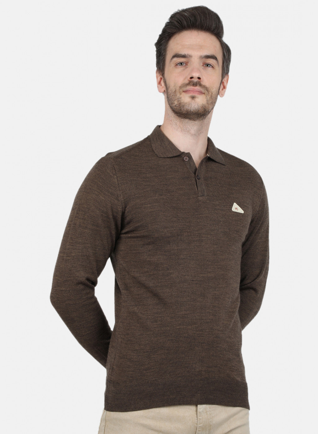 Men Brown Solid T-Shirt