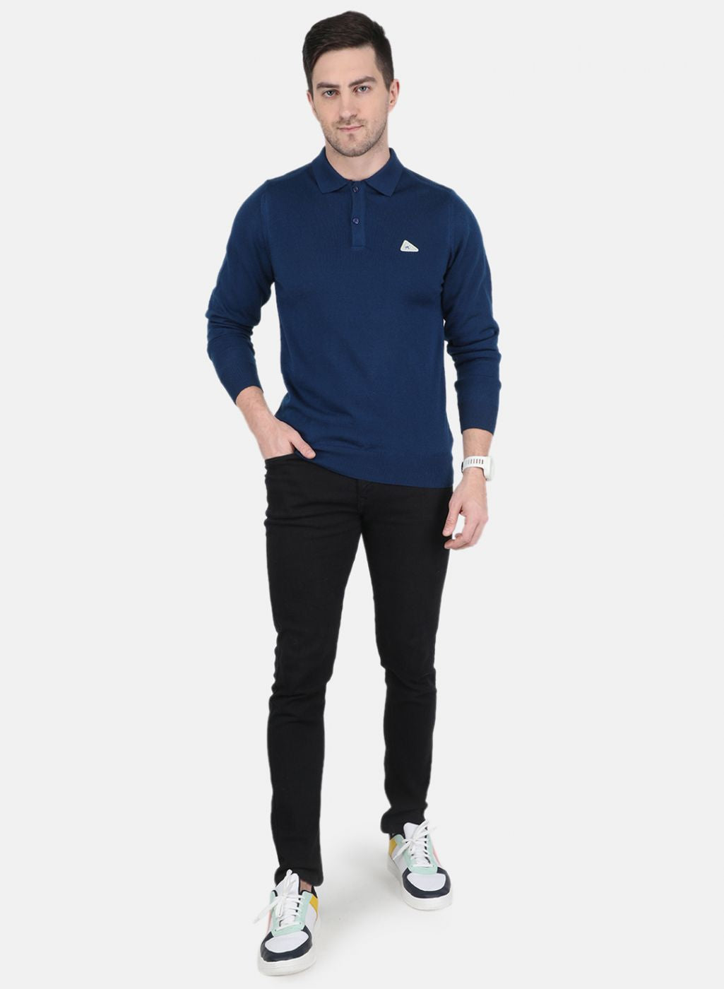 Men Blue Solid T-Shirt