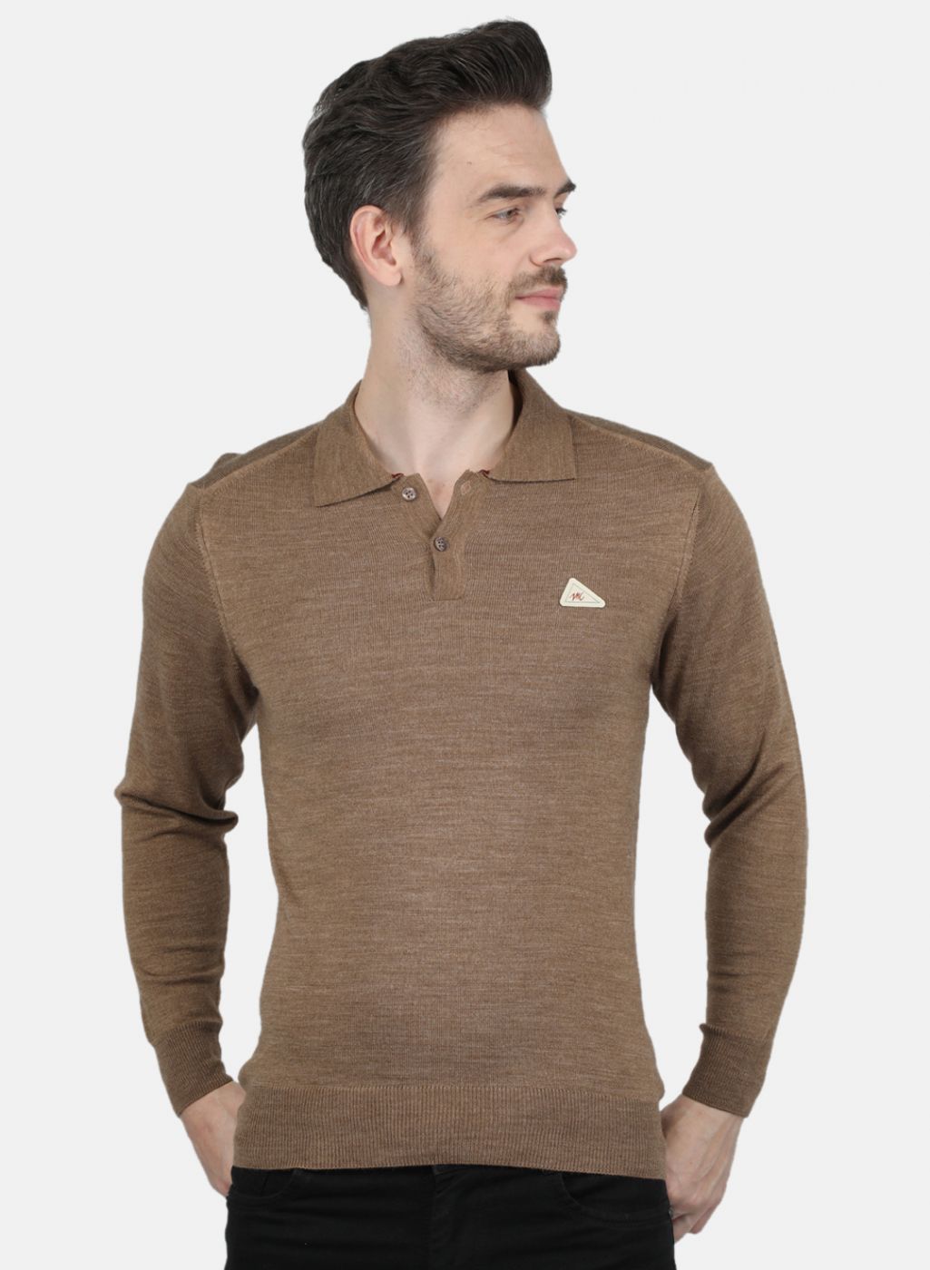 Men Khaki Solid T-Shirt