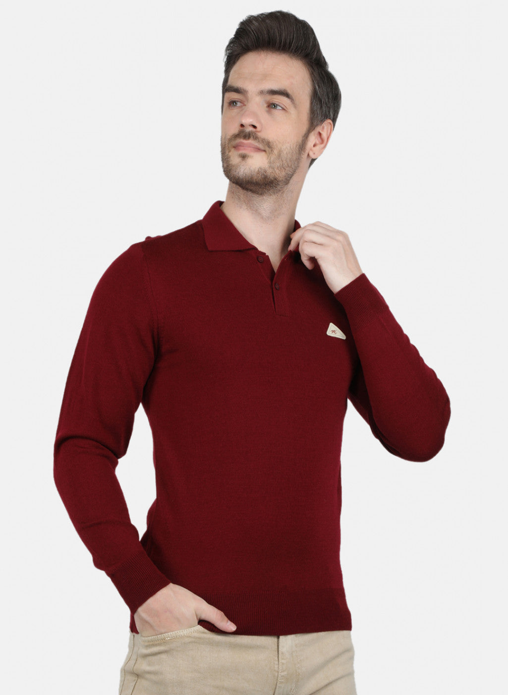 Men Maroon Solid T-Shirt