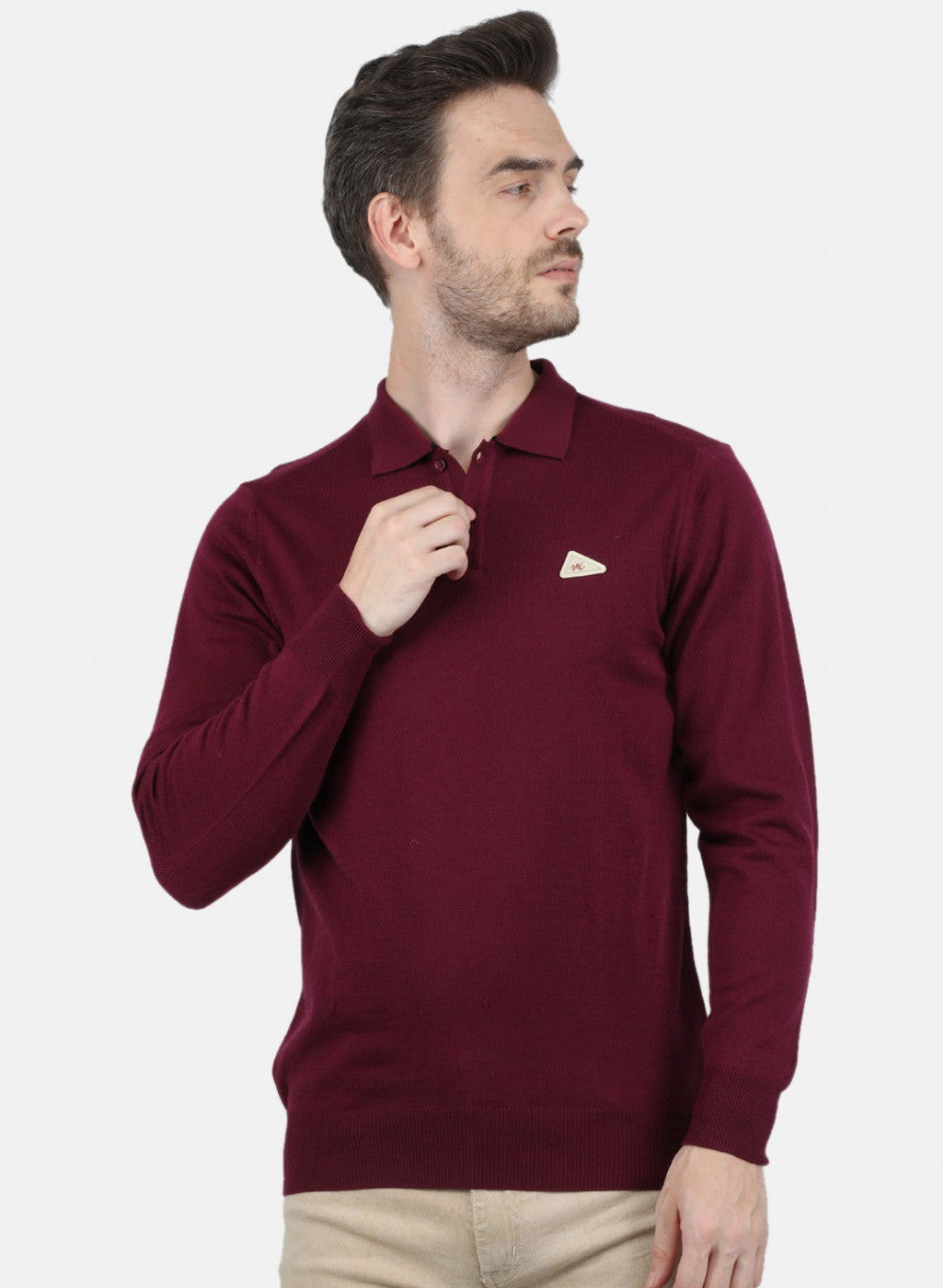 Men Maroon Solid T-Shirt