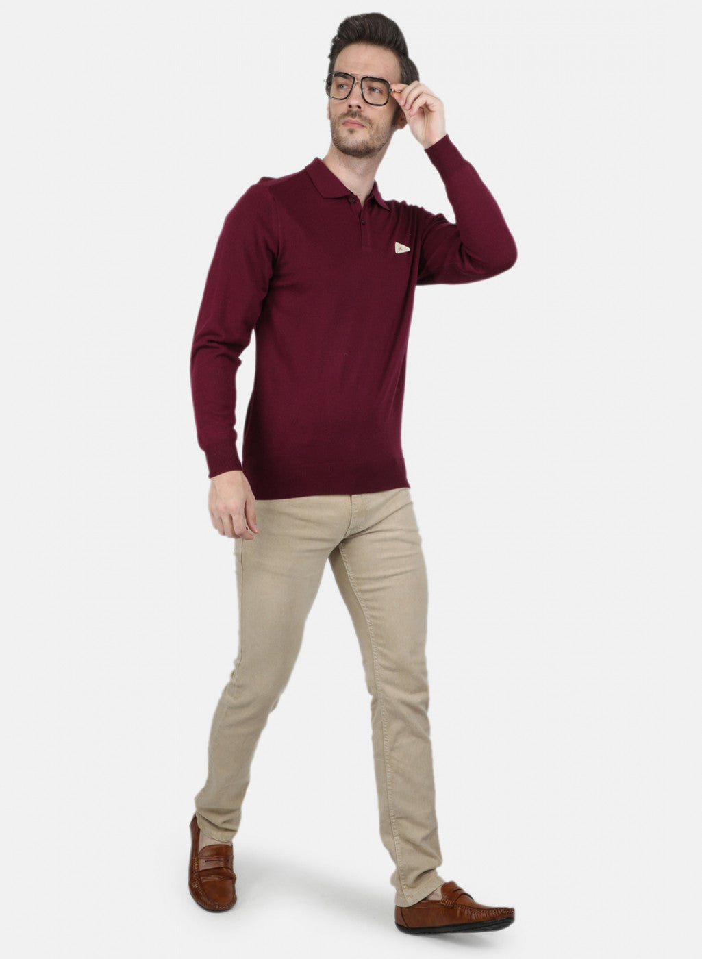 Men Maroon Solid T-Shirt