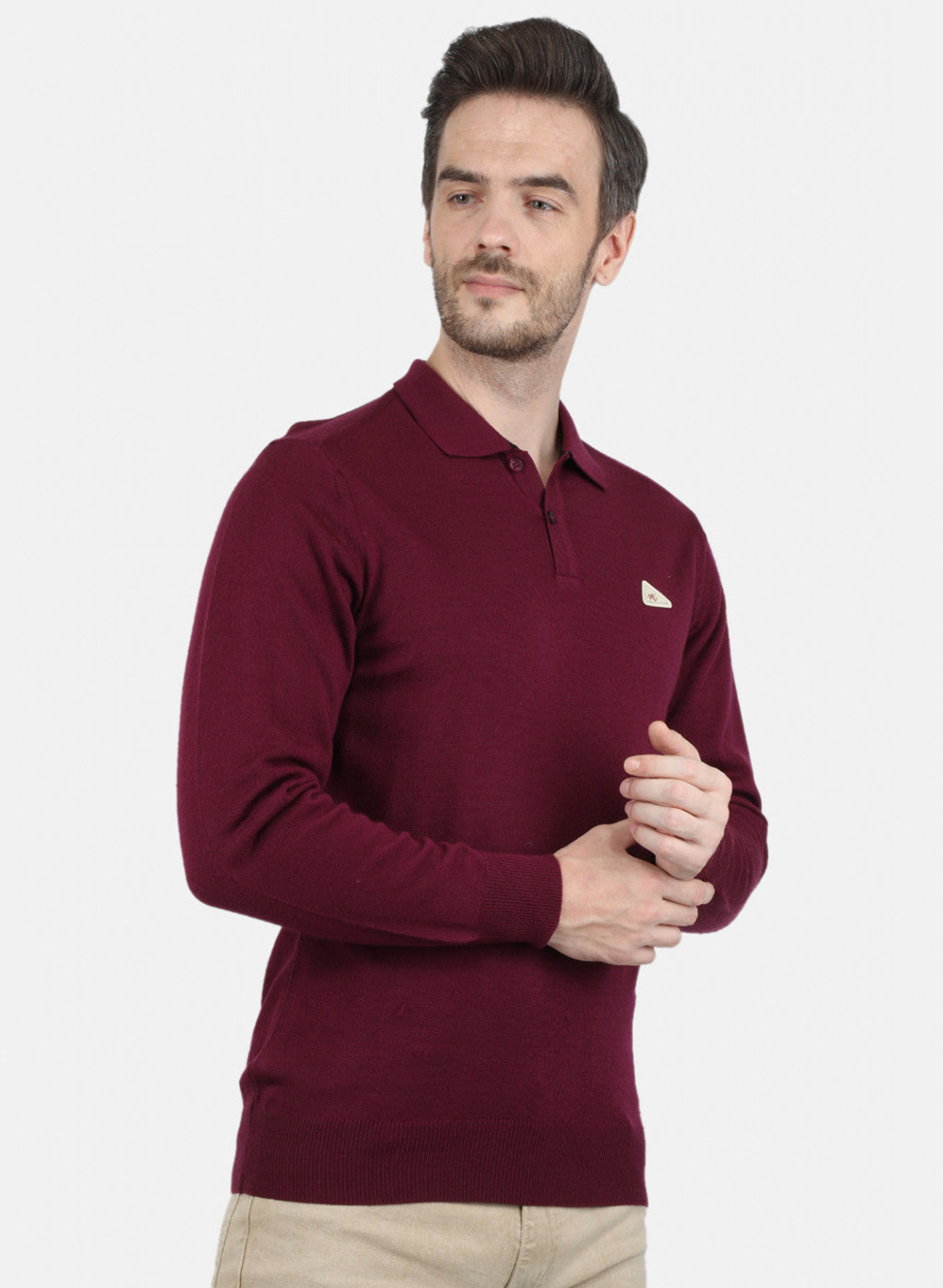 Men Maroon Solid T-Shirt