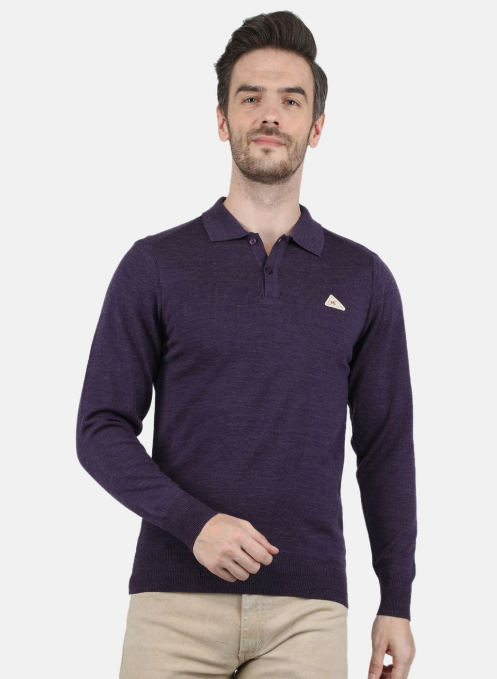 Men Purple Solid T-Shirt