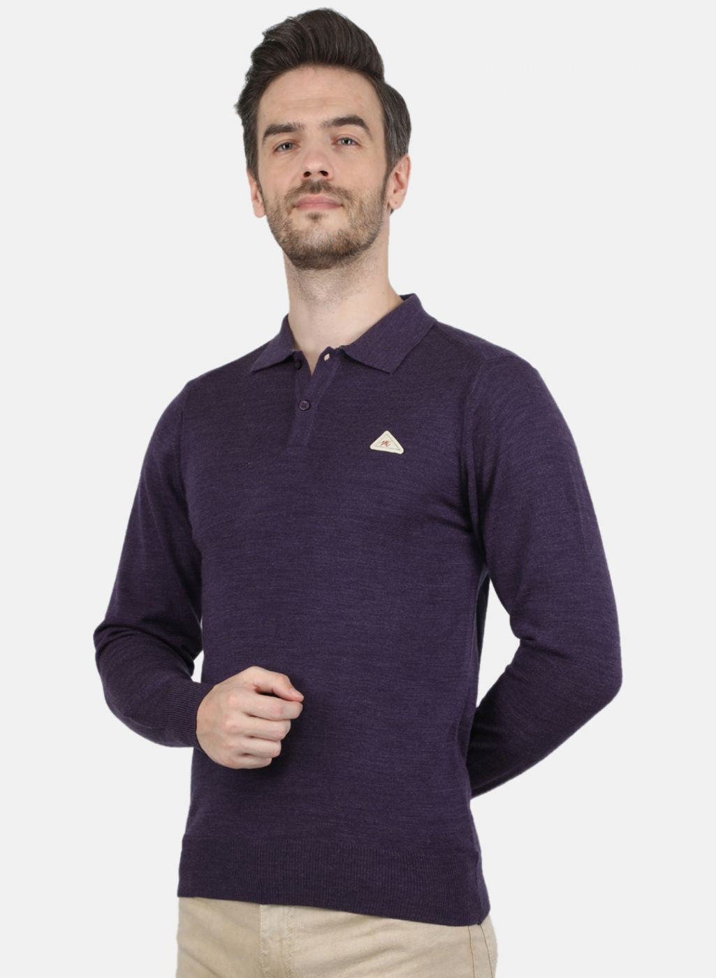 Men Purple Solid T-Shirt