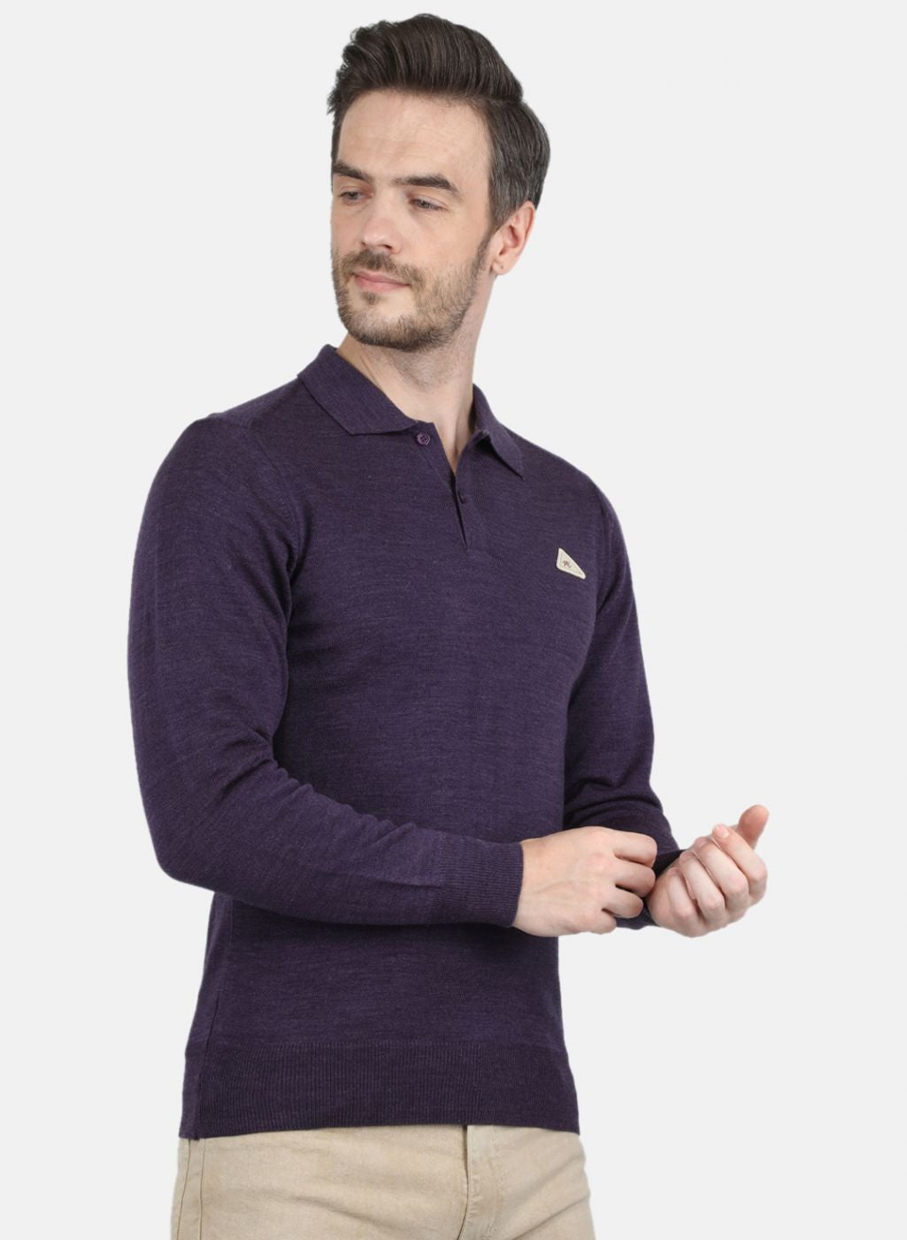 Men Purple Solid T-Shirt