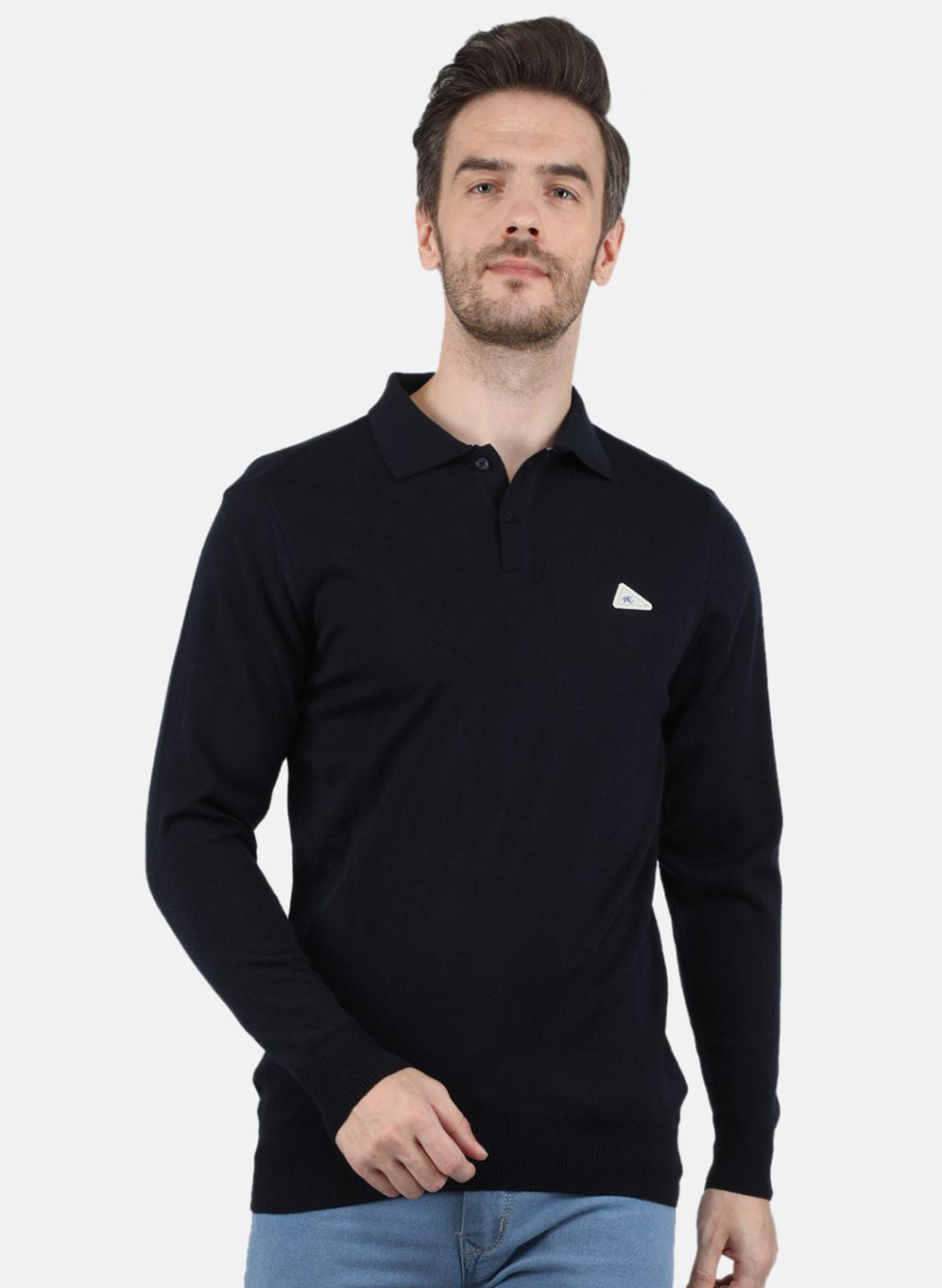 Men NAvy Blue Solid T-Shirt