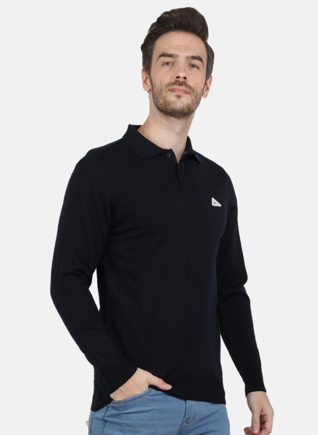 Men NAvy Blue Solid T-Shirt