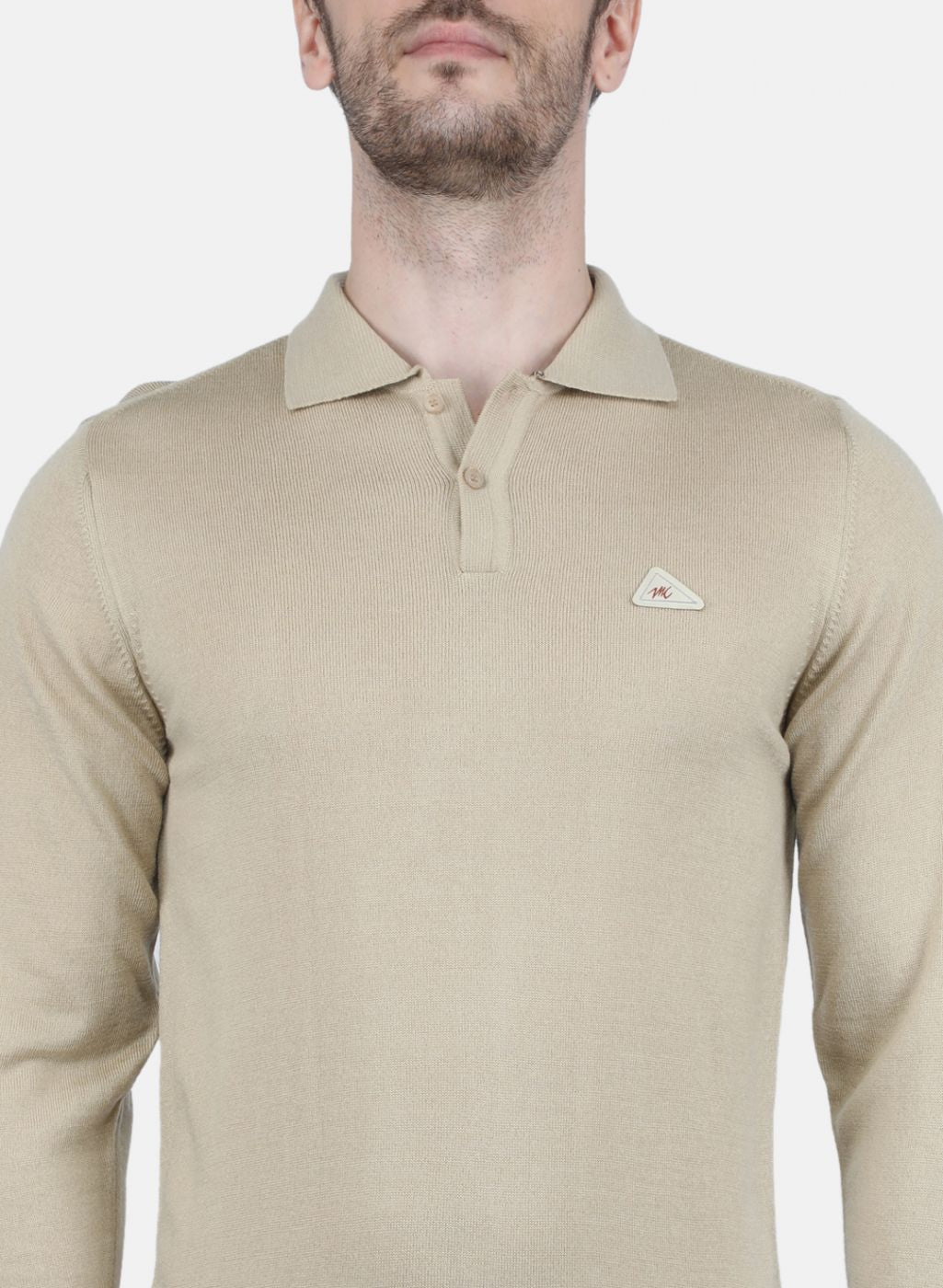 Men Beige Solid T-Shirt