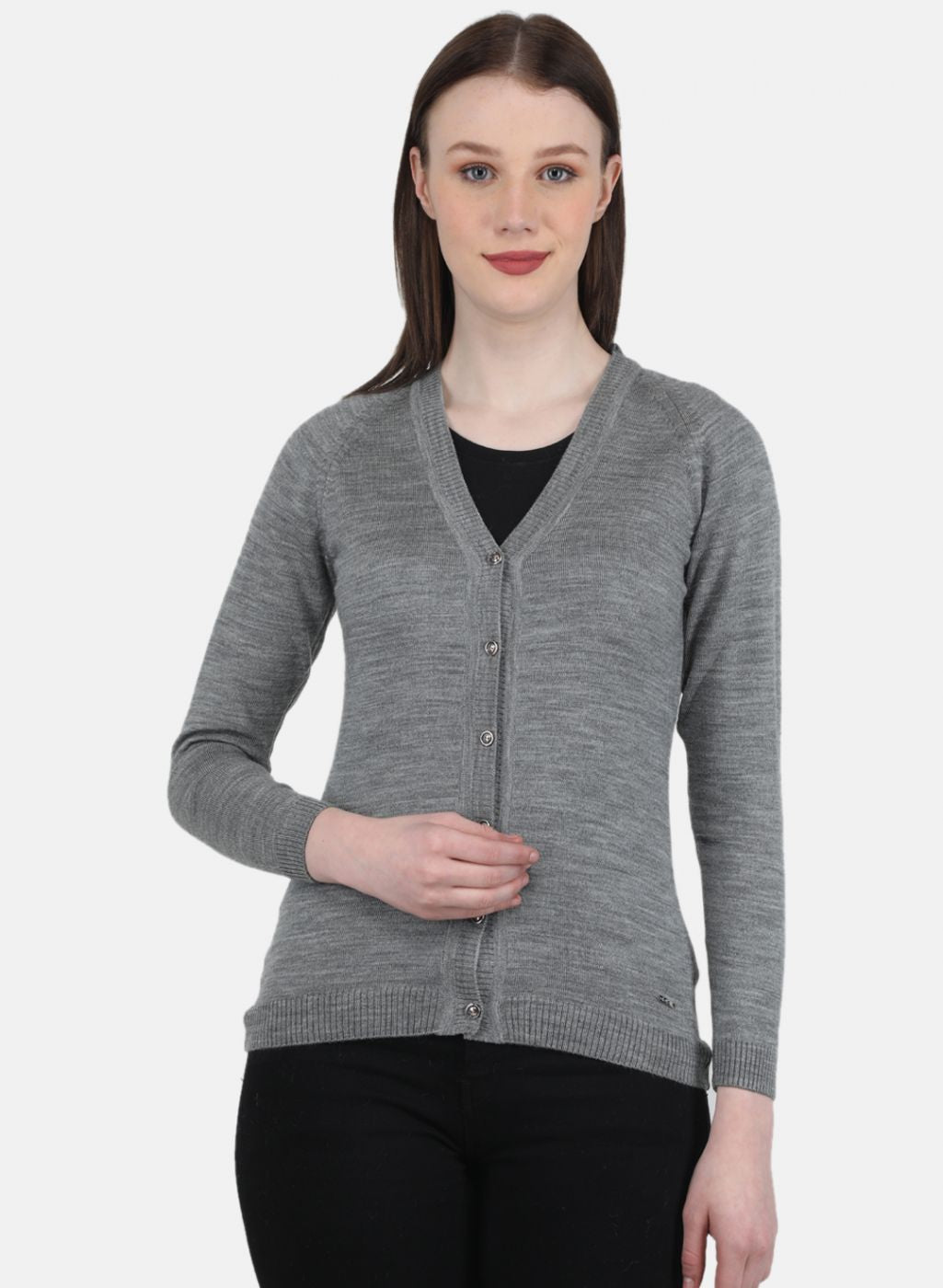 Women Grey Solid Cardigan