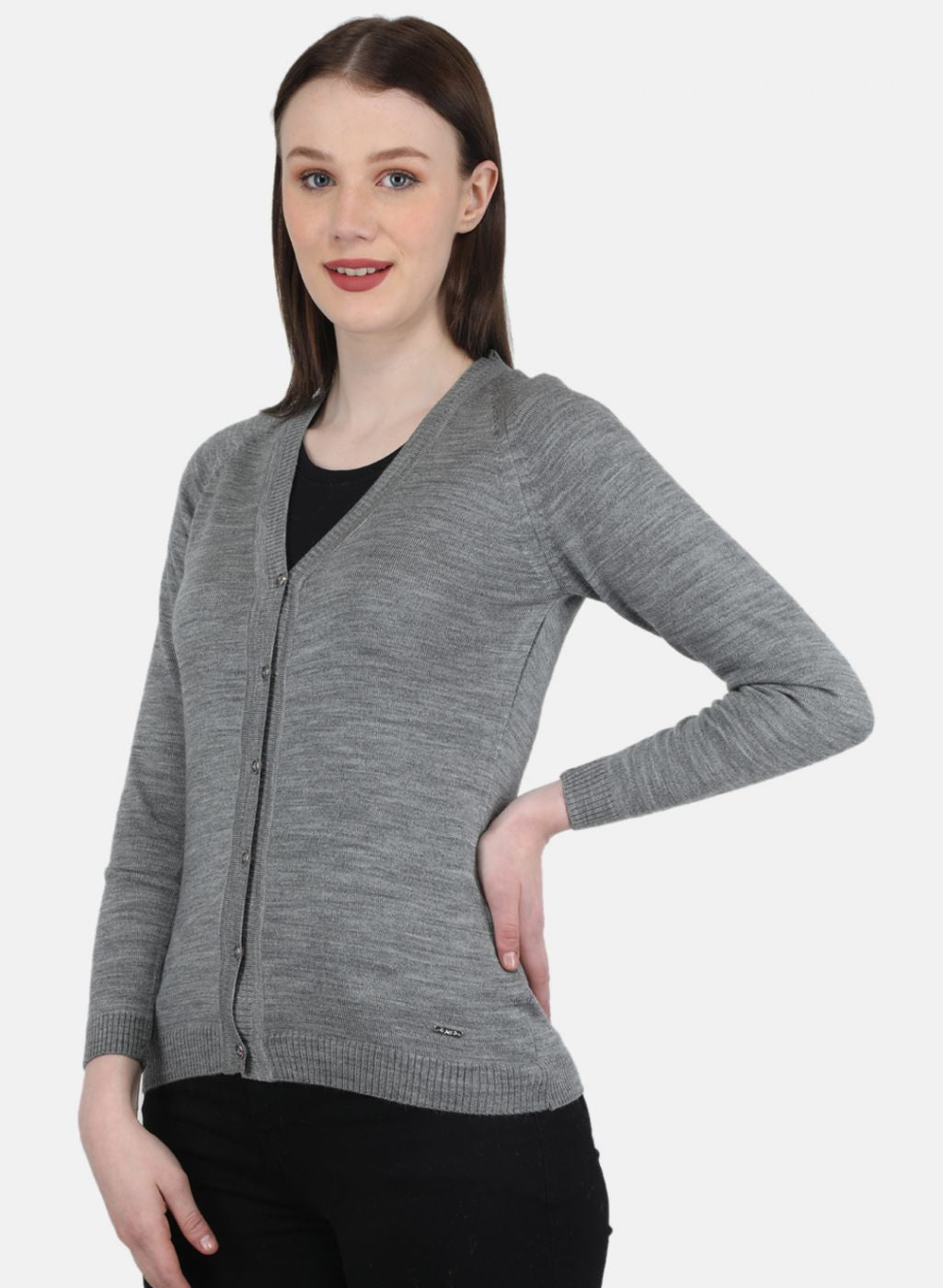 Women Grey Solid Cardigan