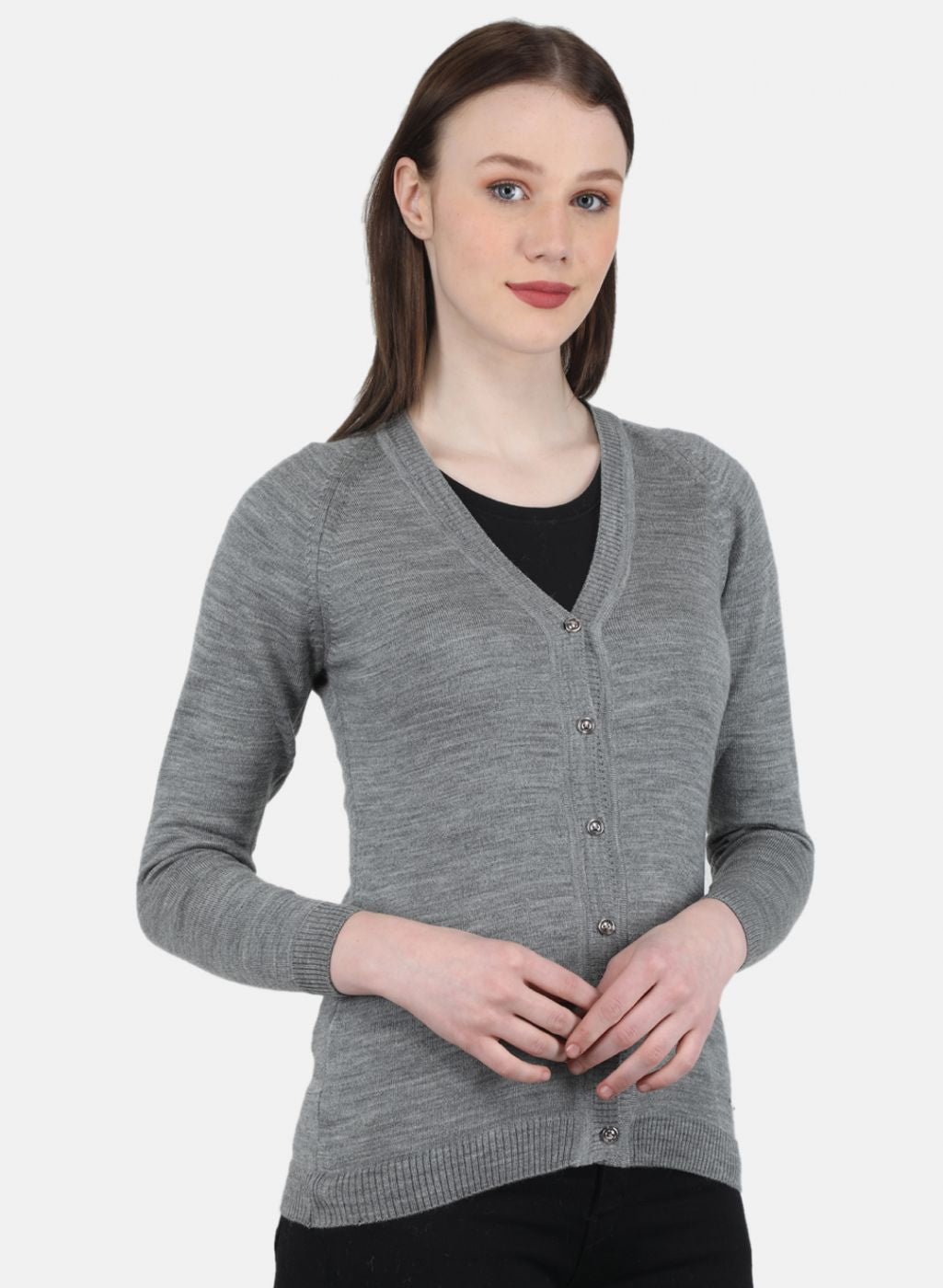 Women Grey Solid Cardigan