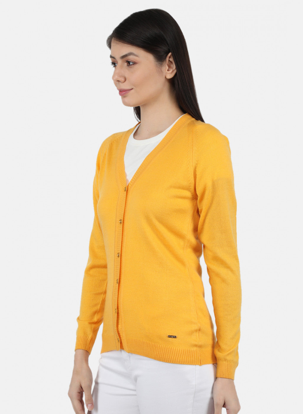 Women Yellow Solid Cardigan