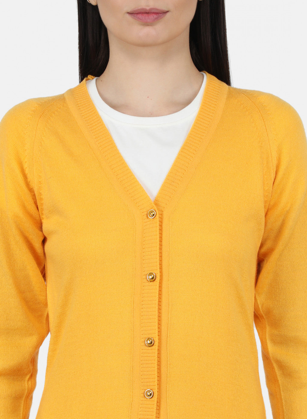 Women Yellow Solid Cardigan