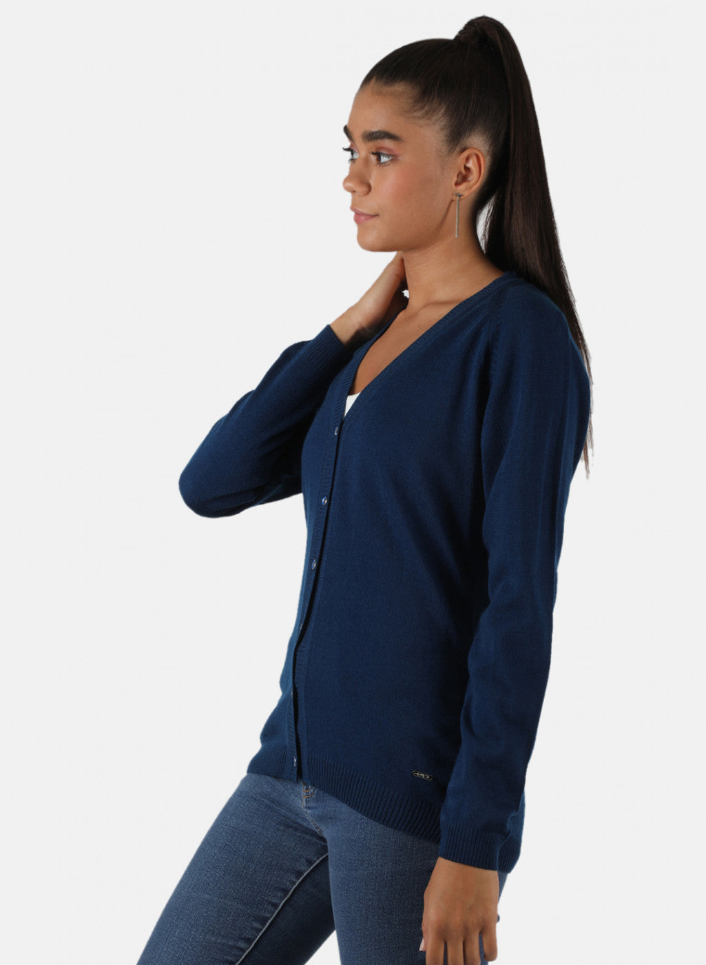 Women Blue Solid Cardigan