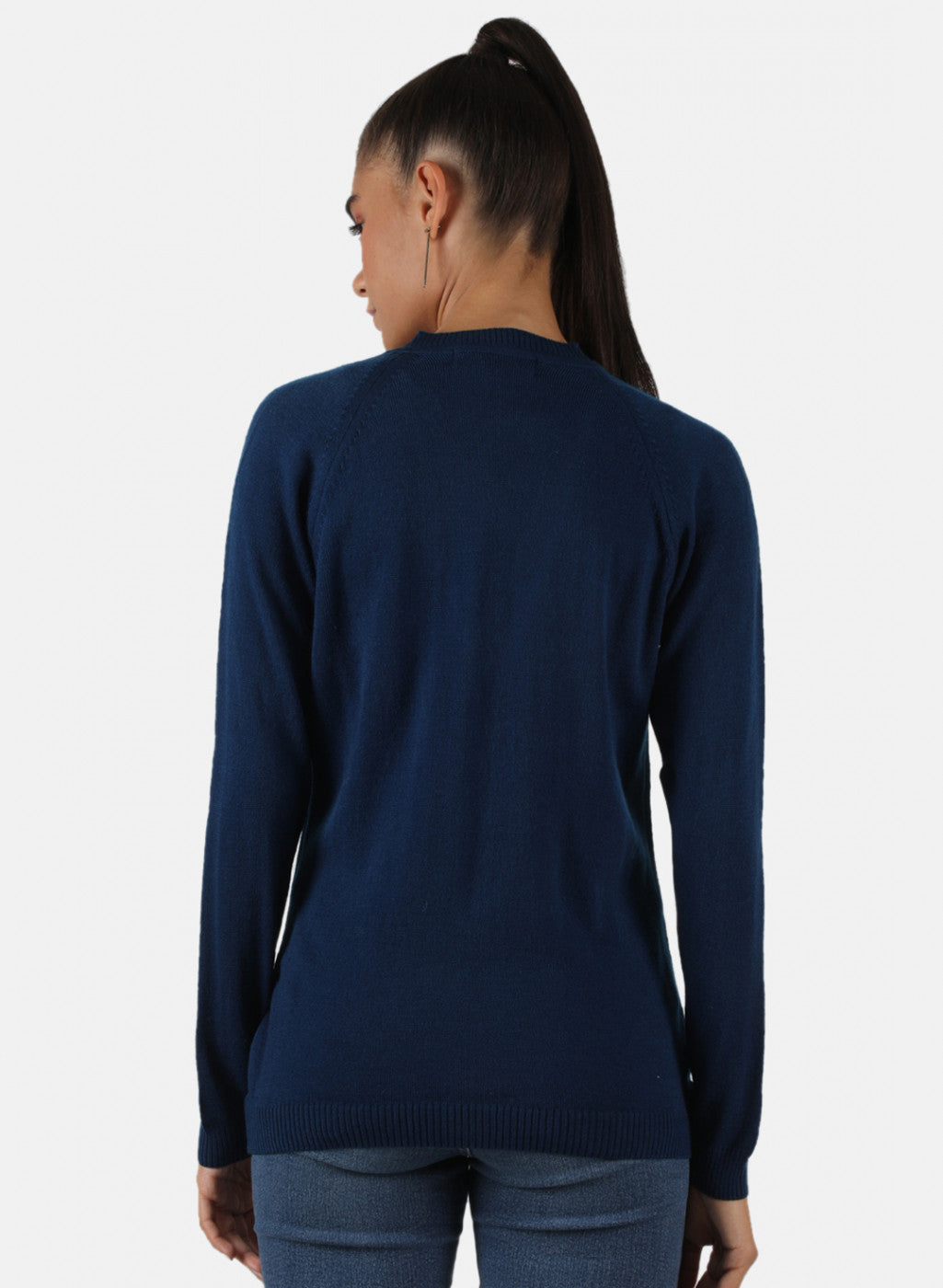 Women Blue Solid Cardigan