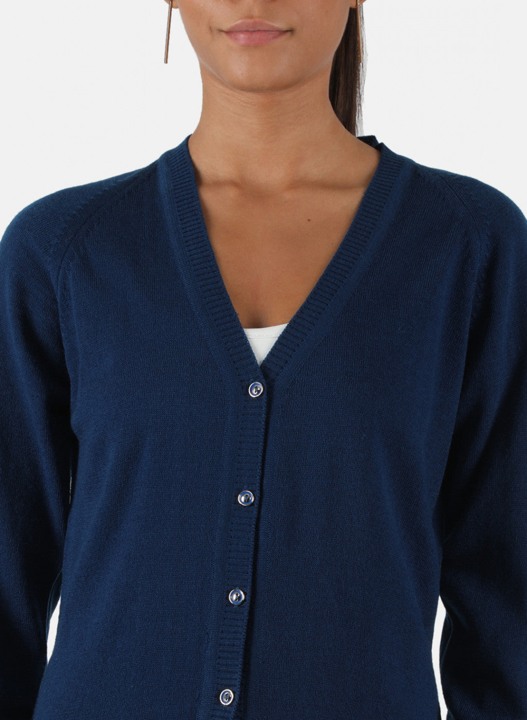 Women Blue Solid Cardigan