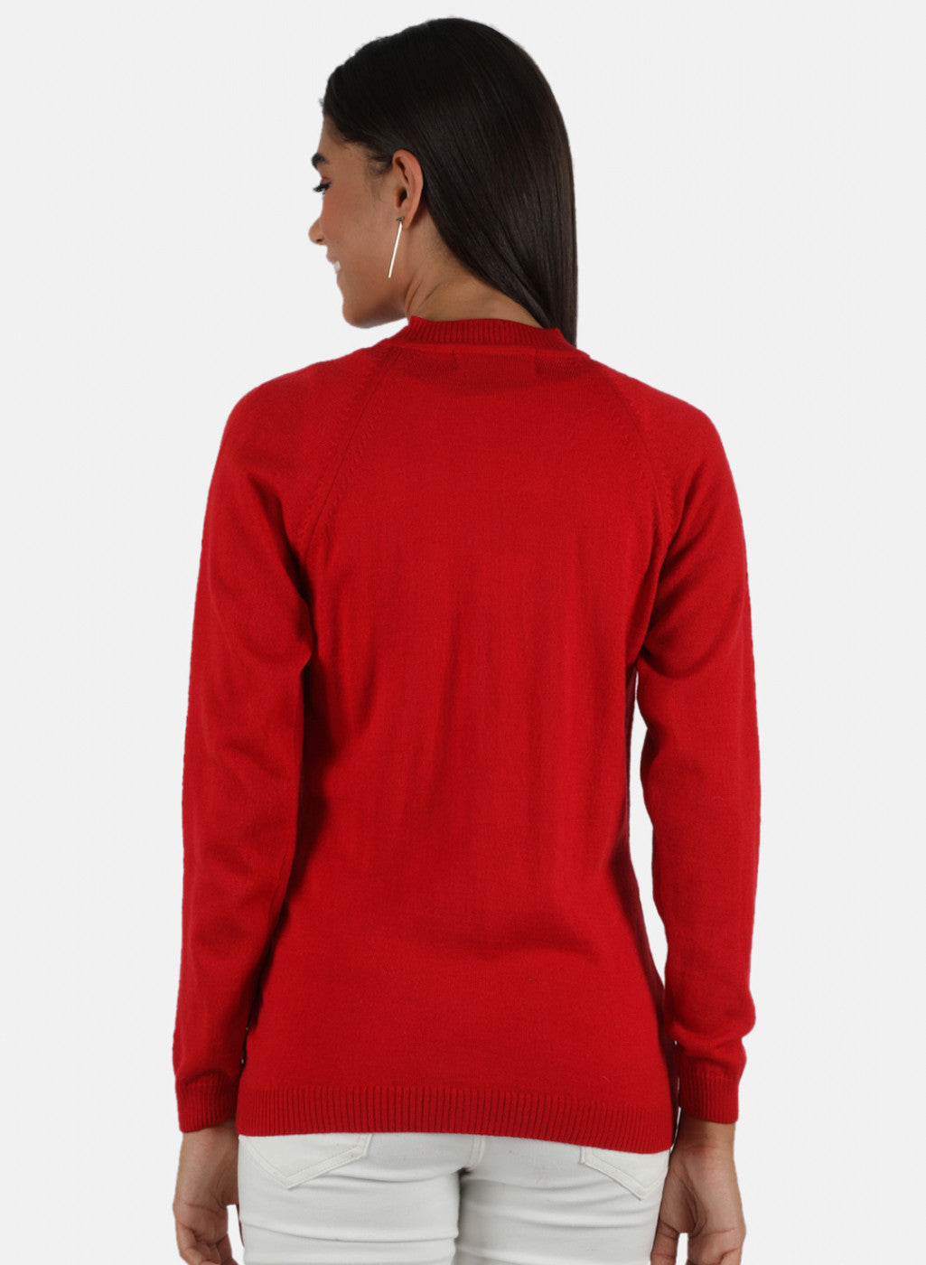 Women Red Solid Cardigan