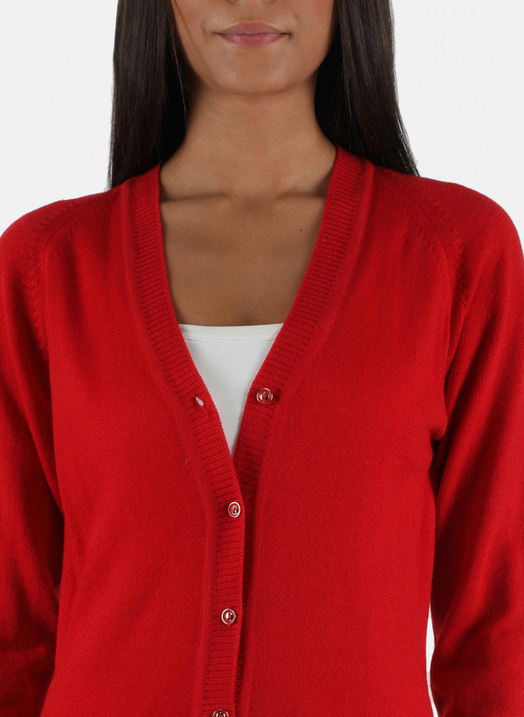 Women Red Solid Cardigan