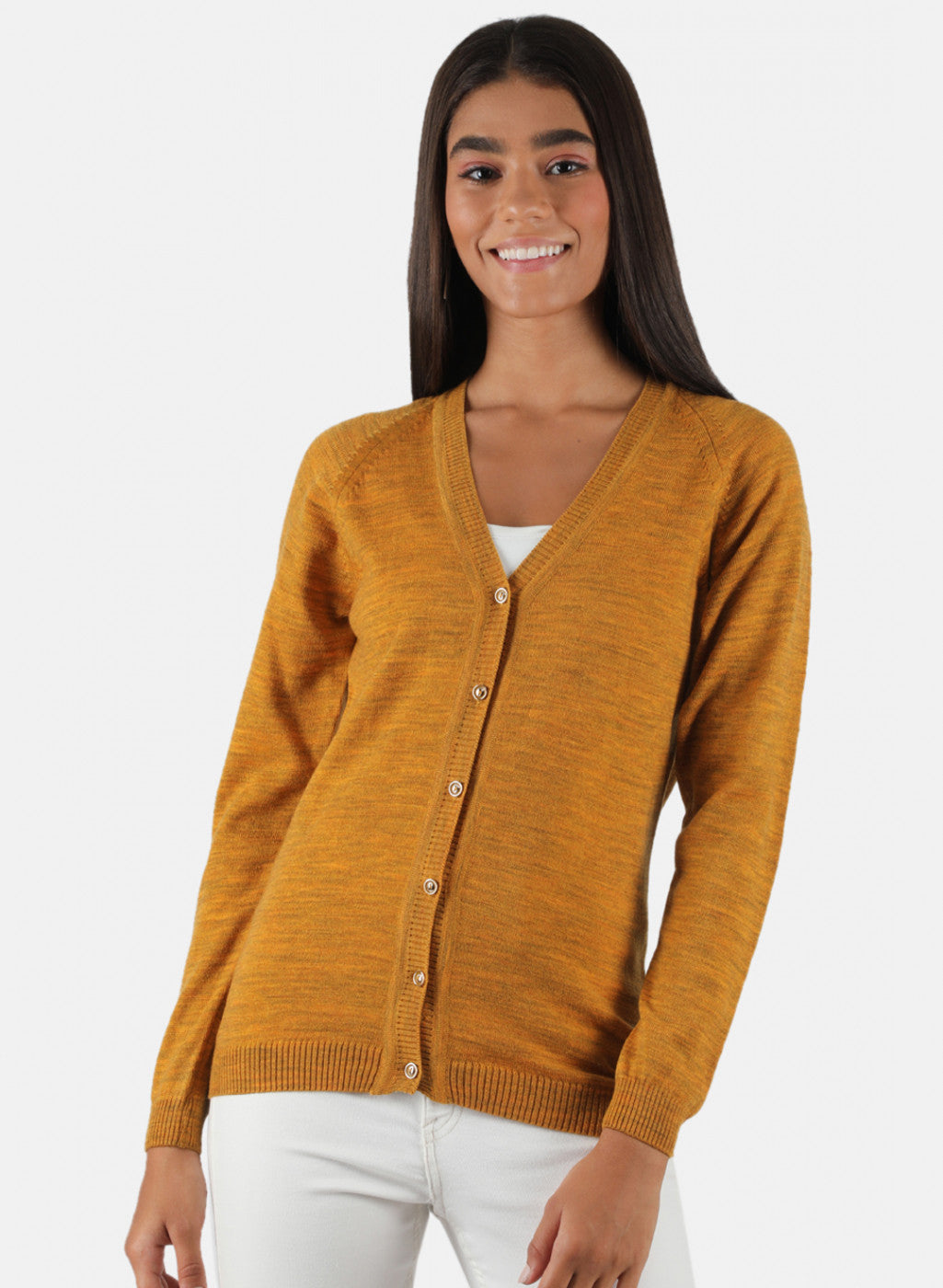 Women Yellow Solid Cardigan